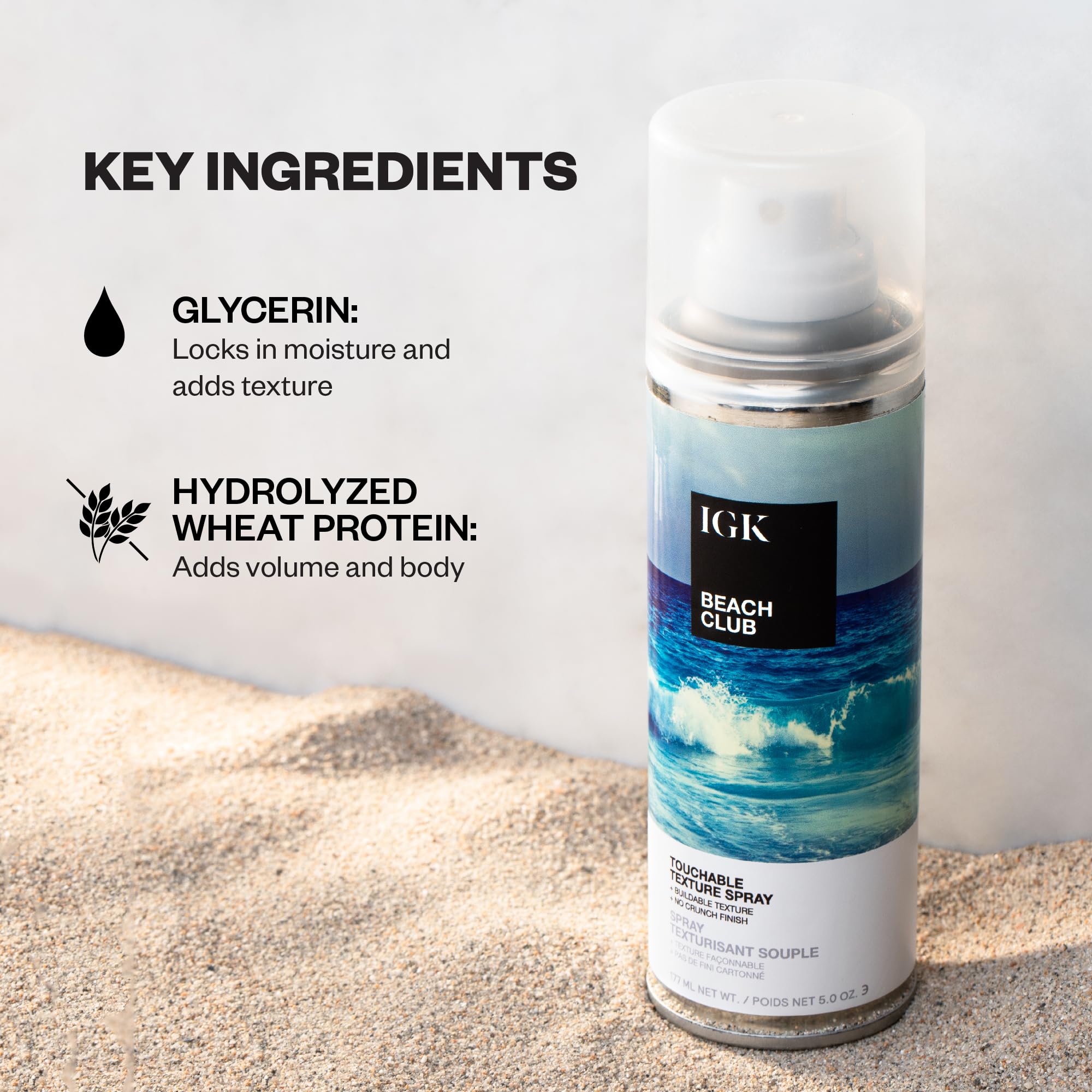 IGK BEACH CLUB Volumizing Texture Spray, volumizing hair products, hair spray flexible hold, beach waves spray, beach wave spray