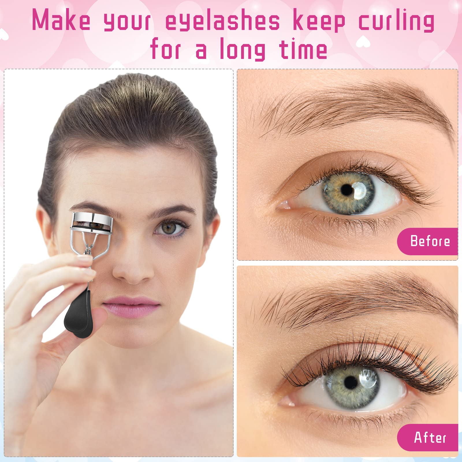 5 Pieces Eyelash Curler Set Include Eyelash Curlers with 10 Pieces Eyelash Curler Refill Pads Eyelash Comb Eyebrow Brush Eyelash