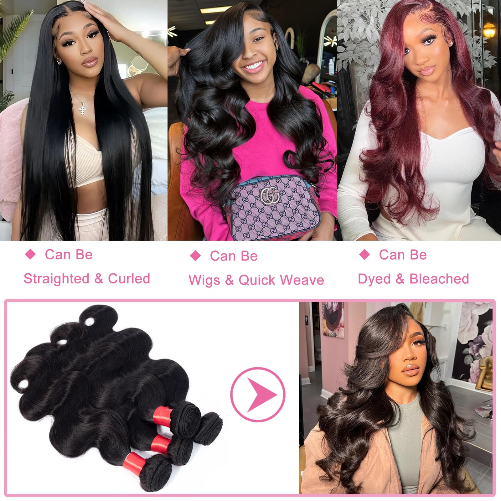 Douyin Brazilian Body Wave 4 Bundles Human Hair 16 18 20 22 Inch 12A 100% Unprocessed Virgin Human Hair Weave Bundles Deals Natu