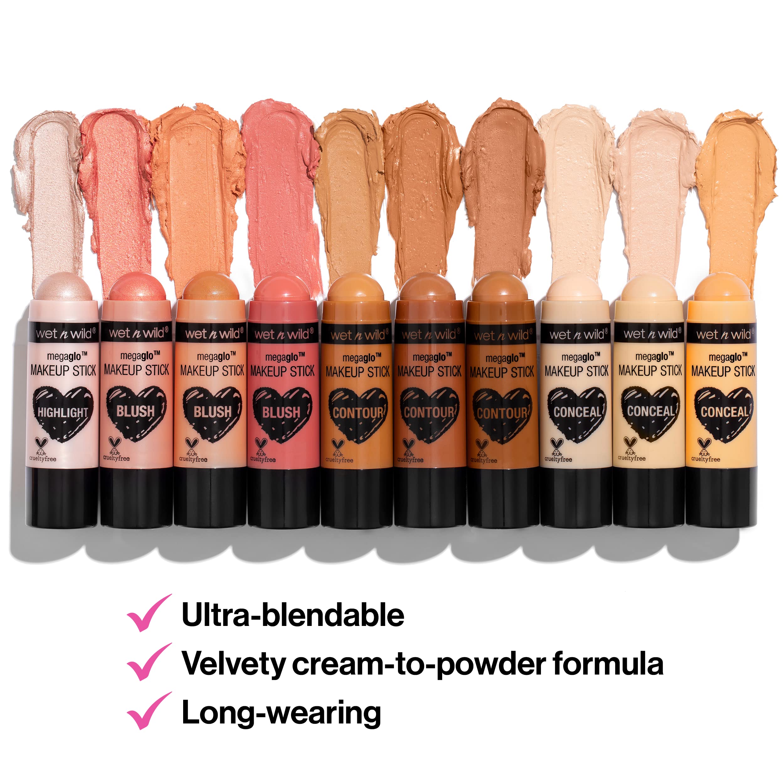 Wet N Wild Megaglo Blush Stick Conceal & Contour, Hustle & Glow  Matte  Face Multistick Makeup Multistick  For Cheeks  Cream