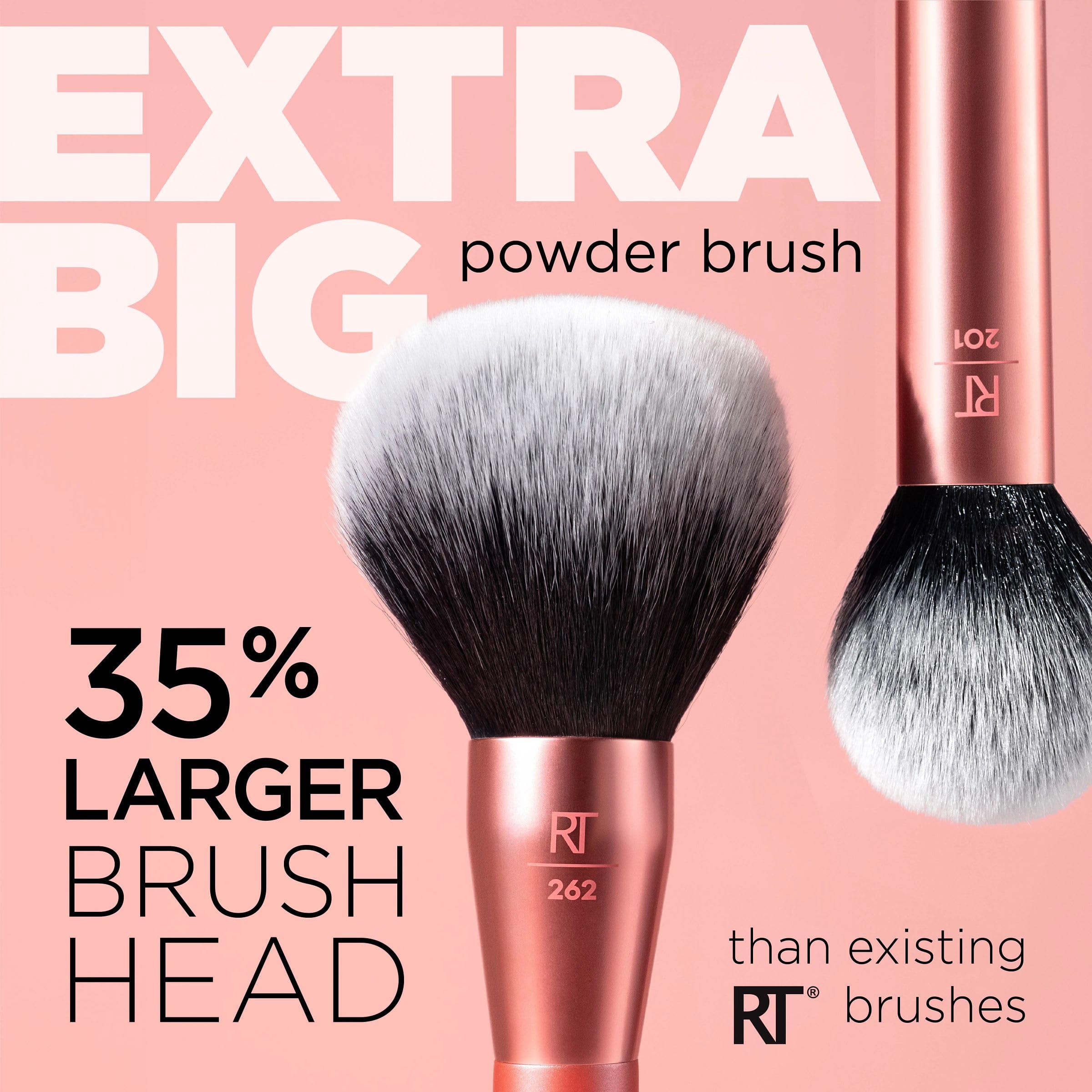 Real Techniques Extra Big Powder Brush, Large Makeup Brush For Powder, Fluffy Head For All-Over Setting, XL Oversized Brush For