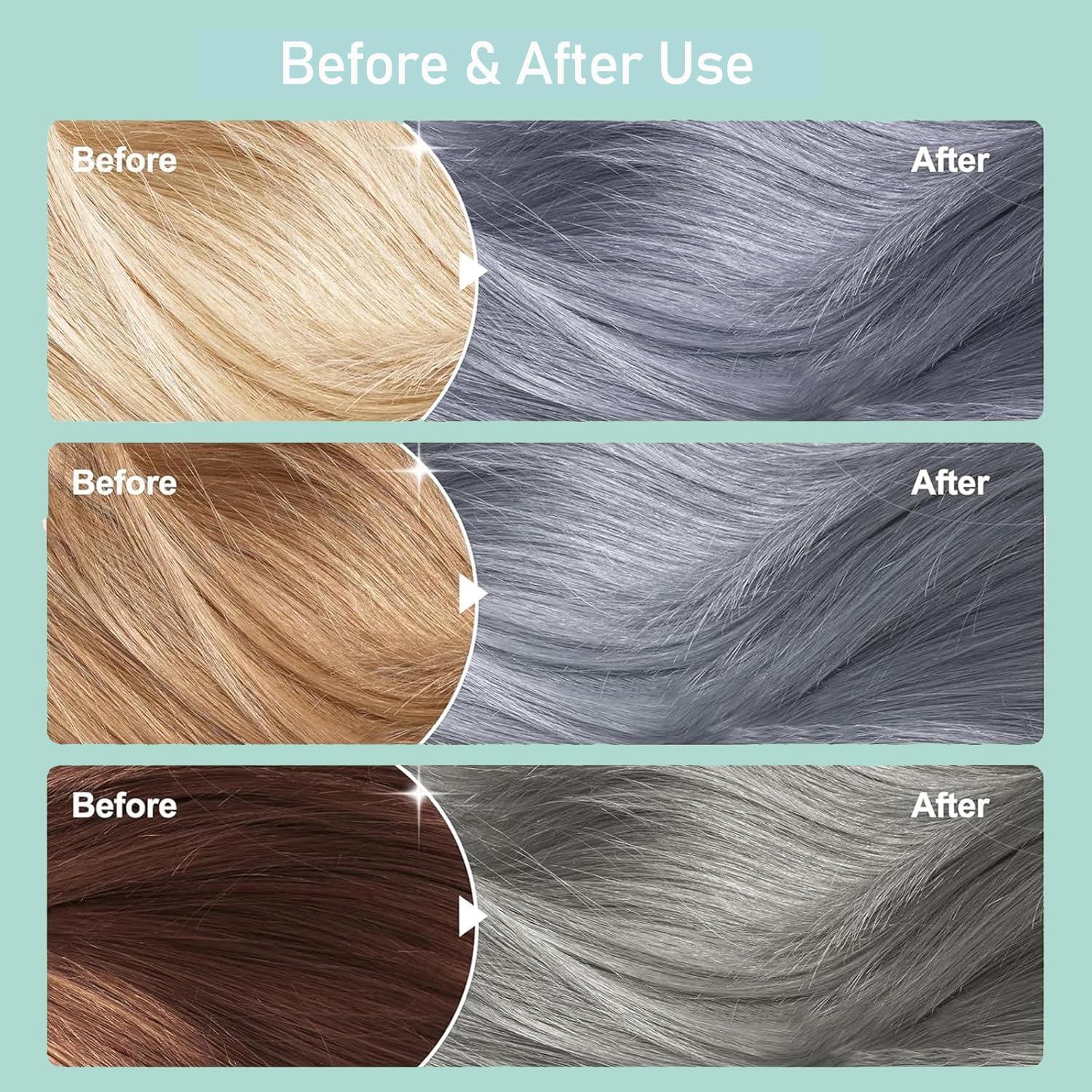 Fvquhvo Silver Gray Hair Dye Shampoo, Instant Hair Color Shampoo, Silver Shampoo Hair Dye For Women Men, Lasting Shampoo Para Ca
