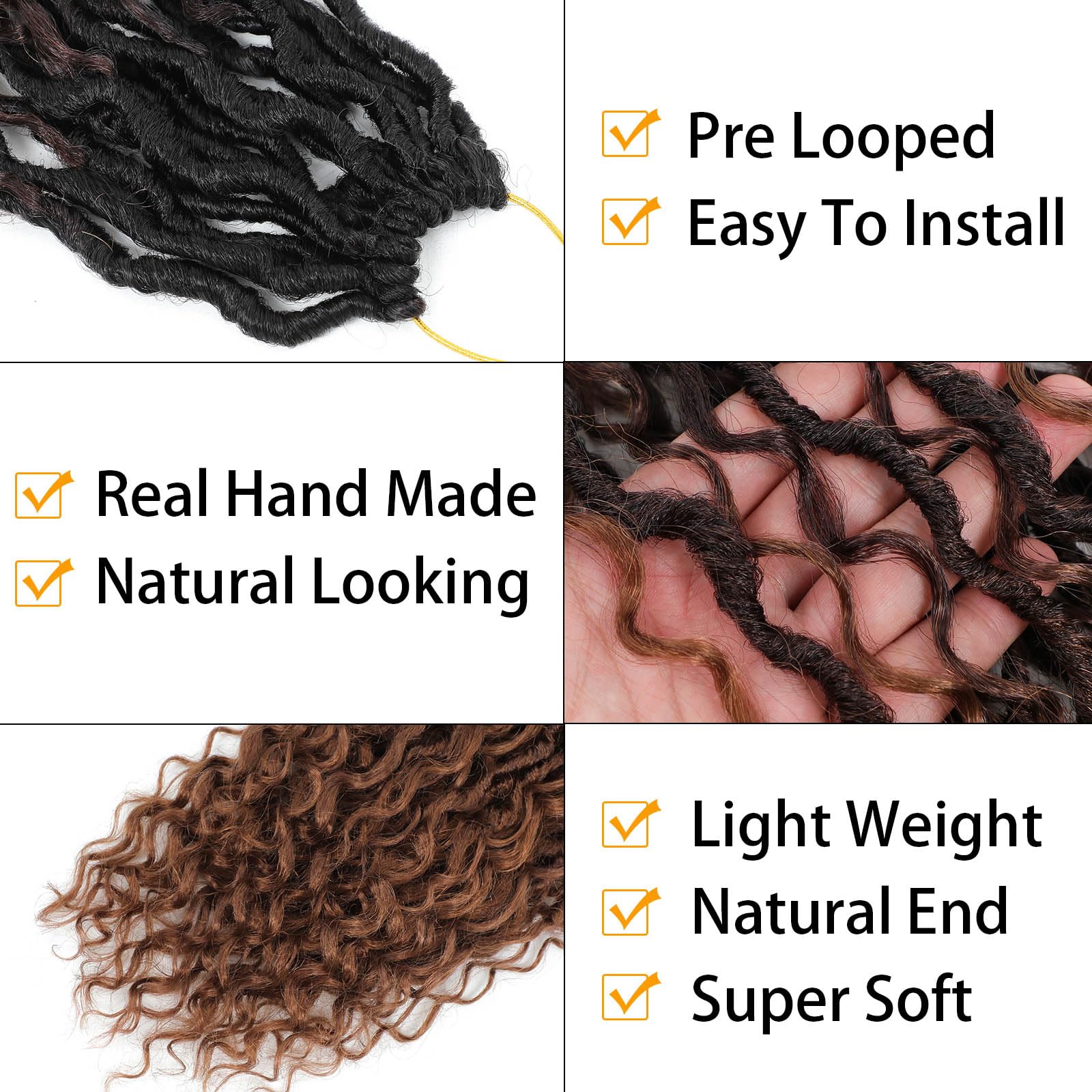 Col Bling Goddess Locs Crochet Hair 14 Inch 8 Packs Ombre Faux Locs Crochet Hair For Women Pre Looped Crochet Boho Goddess Faux