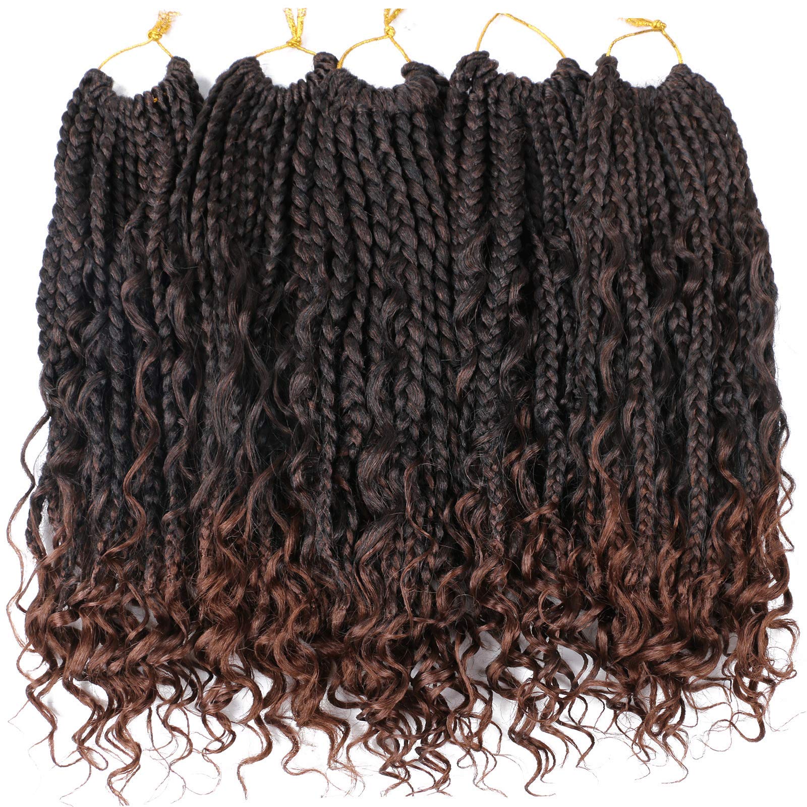 8 Pack Bohomian Box Braids Crochet Braids12 Inch Crochet Box Braids Curly Ends Goddess Box Braids Crochet Hair Synthetic Crochet