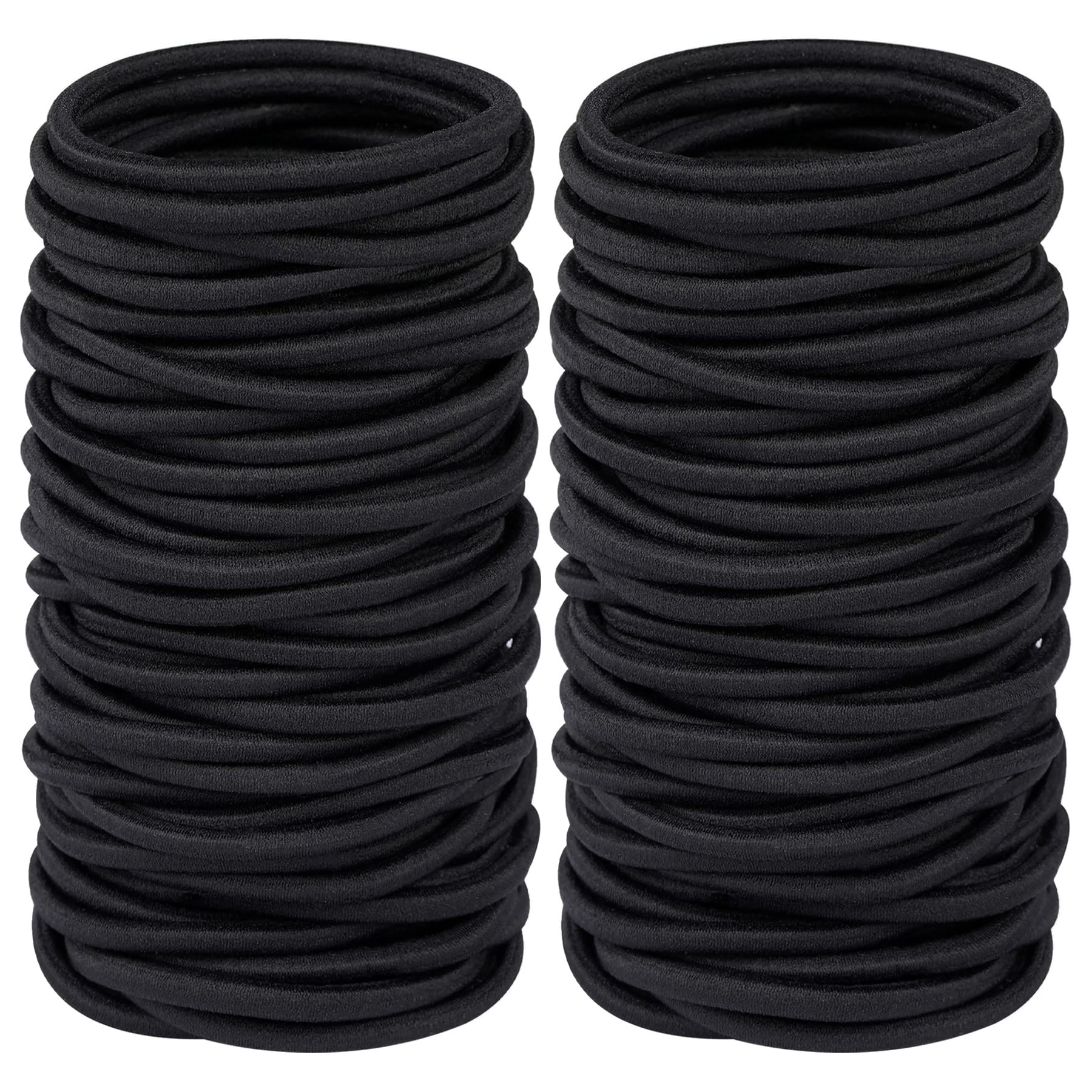 Hageolan Elastic Hair Ties for Thick Heavy and Curly Hair 120 Pcs, Hair Bands for Women's Hair Black Ponytail Holders Bulk (4mm)