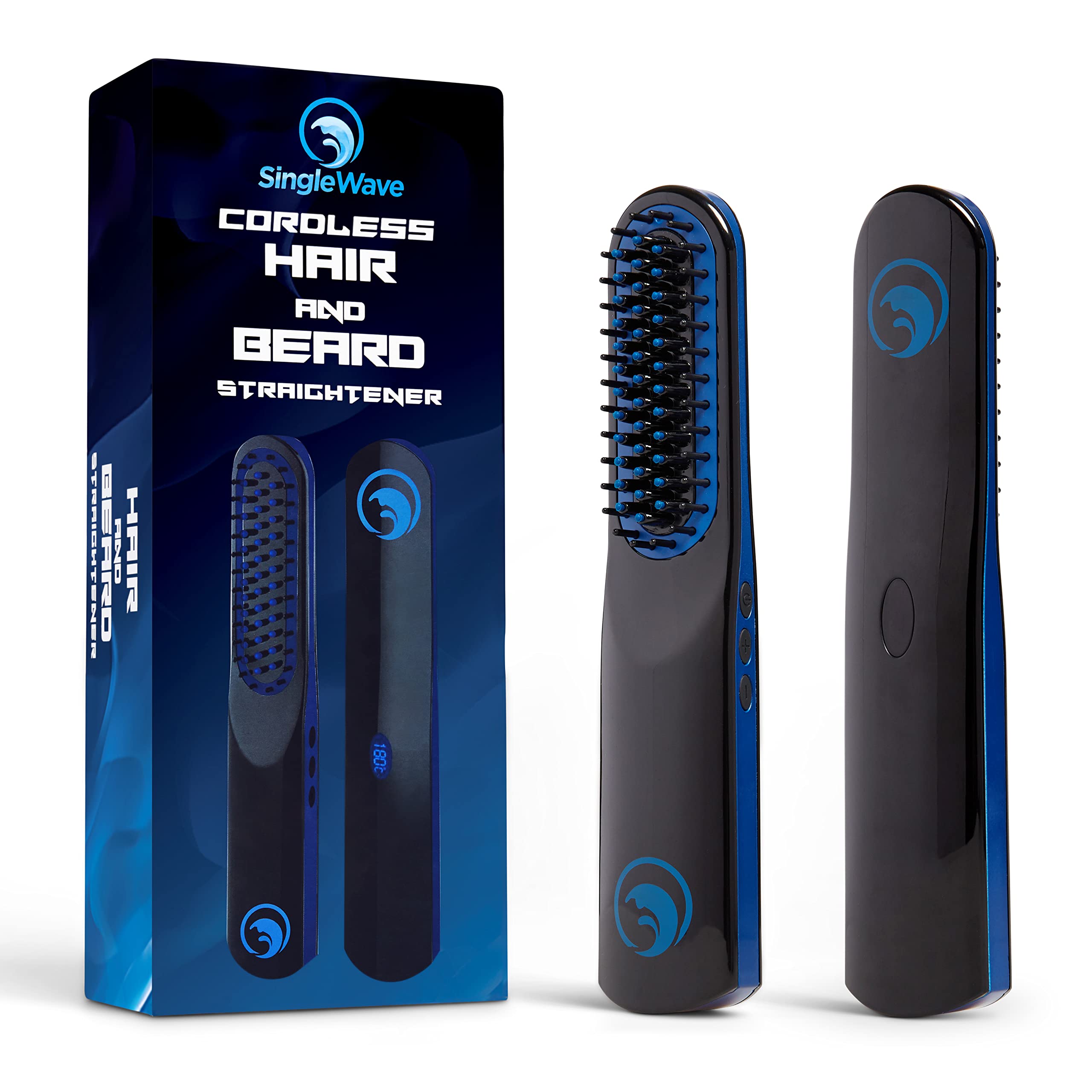 Beard Straightener, New Improved Charging Cable(USB C), Cordless Beard and Hair Straightening Comb, Rechargeable, Portable, and 