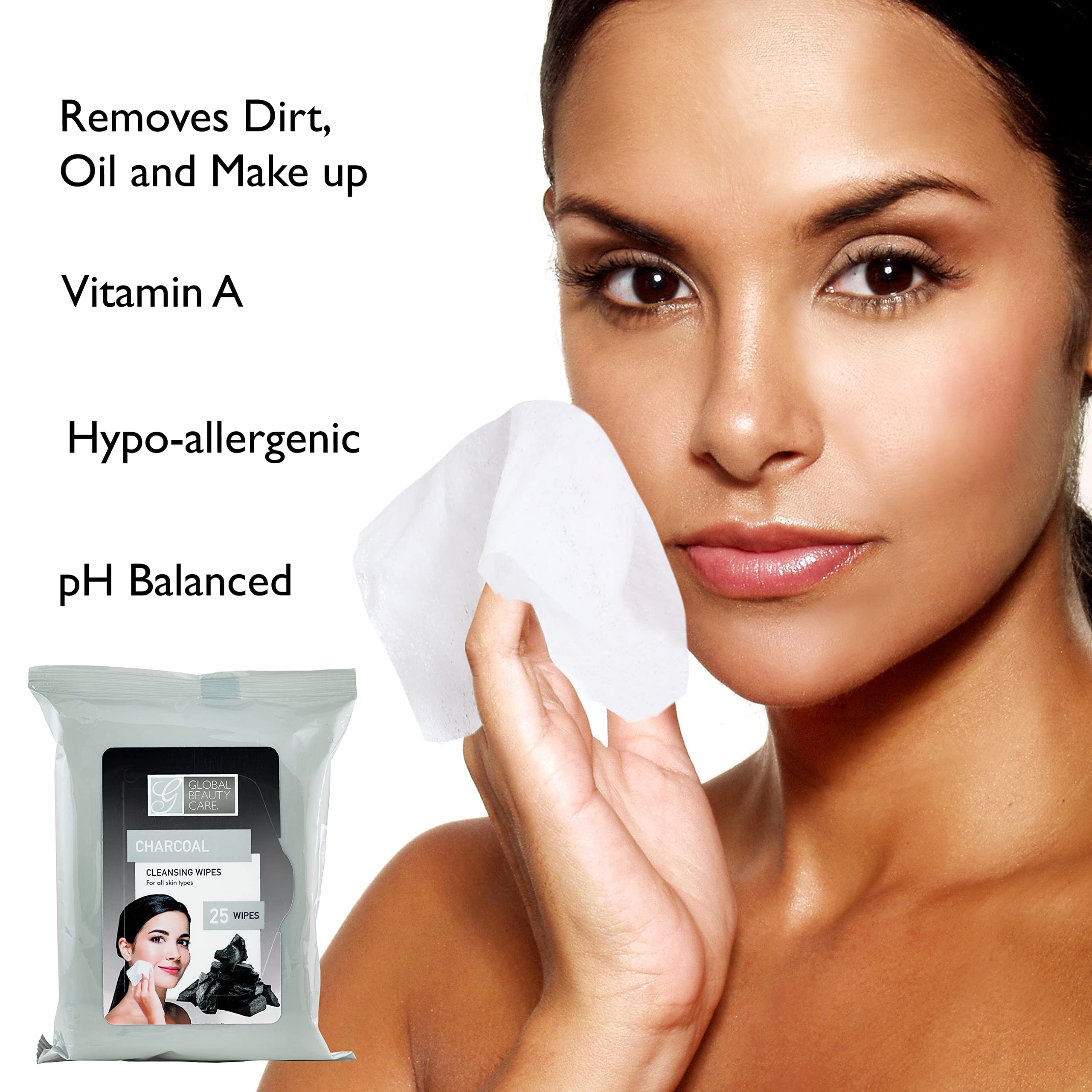 Global Beauty Care Bulk Cleansing Wipes Premoistened 4 Pack Of Charcoal Cleansing Cloths Makeup Removal Wipes - Great For Travel
