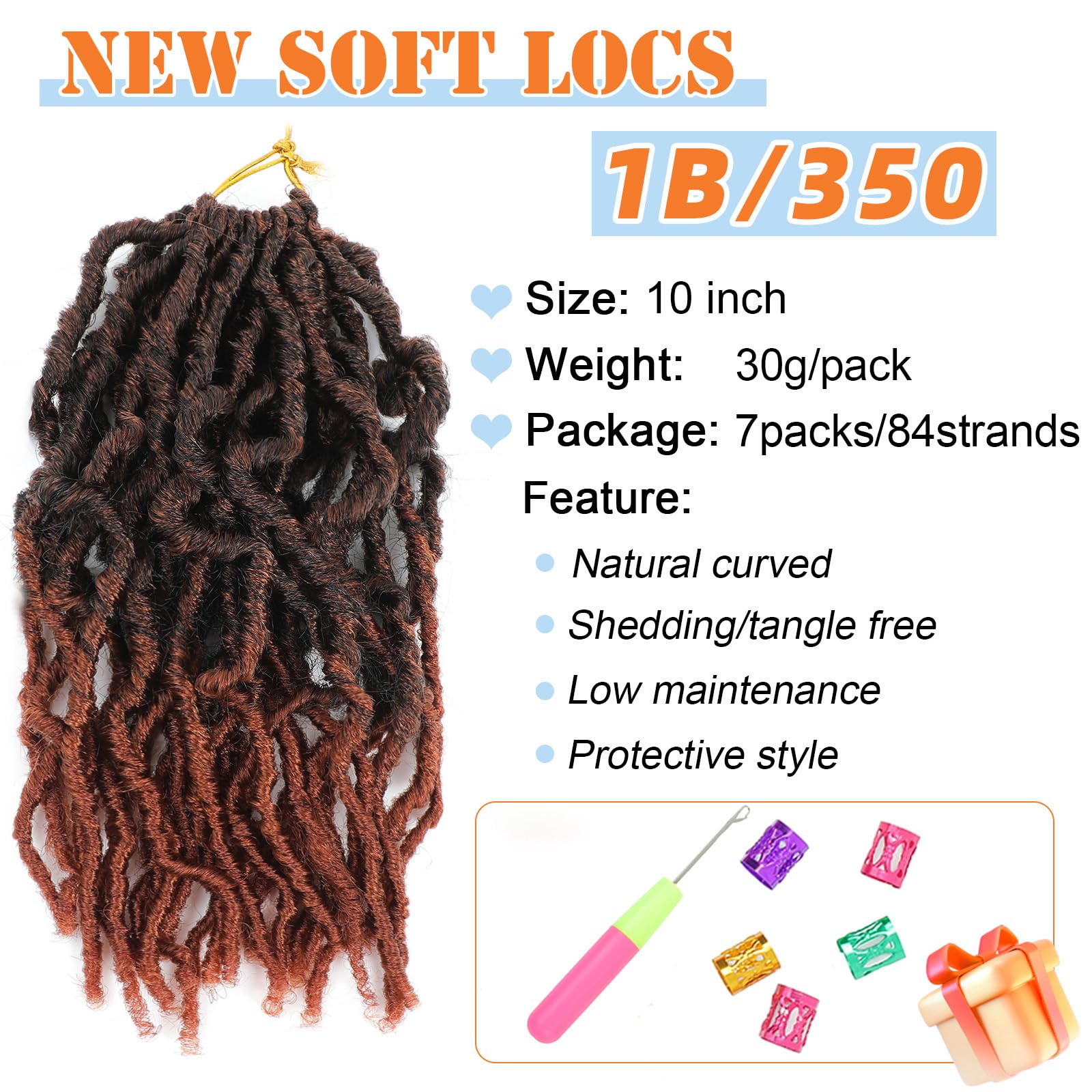 10 Inch Faux Locs Ombre Crochet Hair 7 Packs Soft Locs Crochet Hair Pre Looped Crochet Locs Short Butterfly Hair Extensions For