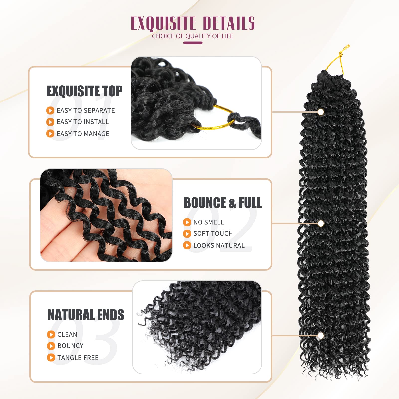 Dansama Passion Twist Hair Water Wave Braiding Hair For Butterfly Style Crochet Braids Bohemian Hair Extensions (18Inch (Pack Of