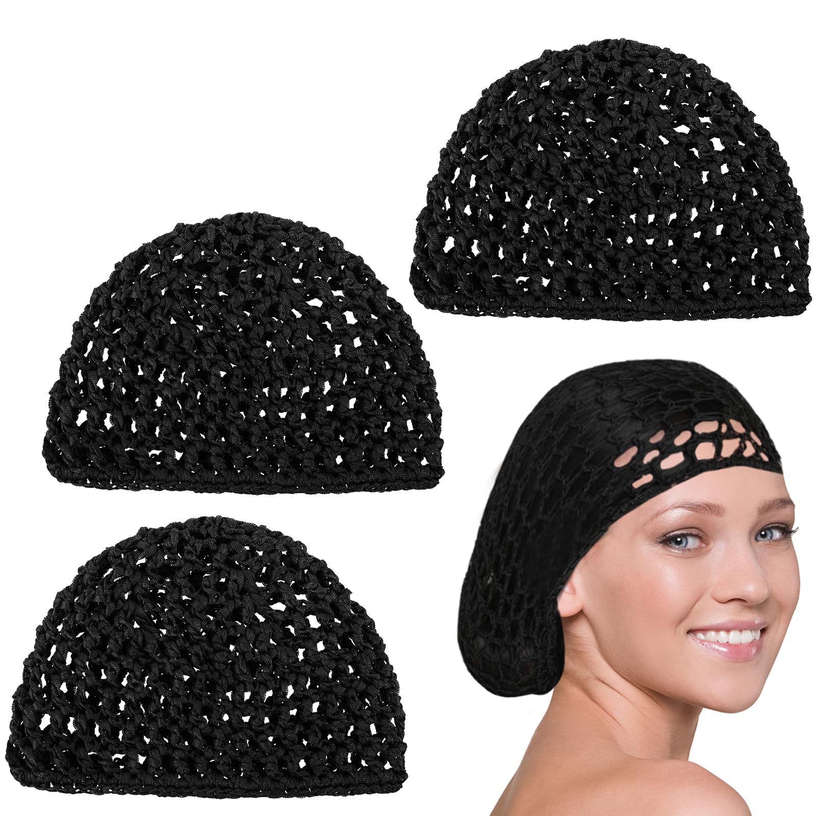 Divina Vitae Mesh Crochet Hair Net Snoods For Women Knit Snood Hat Crocheted Hairnet Snoods Cover Crocheted Sleep Cap Rayon Hair