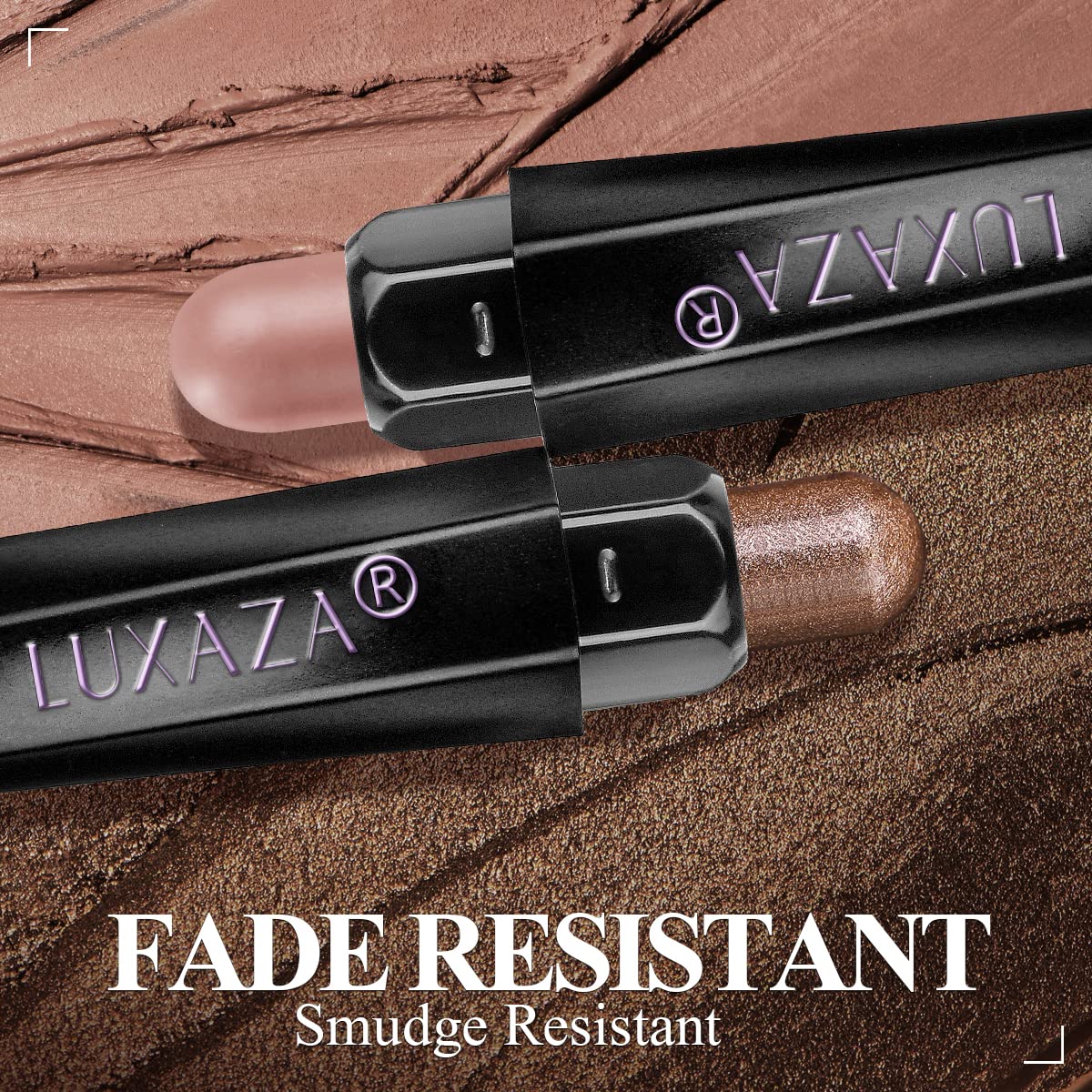 LUXAZA 10PCS Eyeshadow Stick Set, Shimmer And Neutral Brown Metallic Eye Shadow sticks,Cream Eyeshadow Pencil Crayon with Smudge