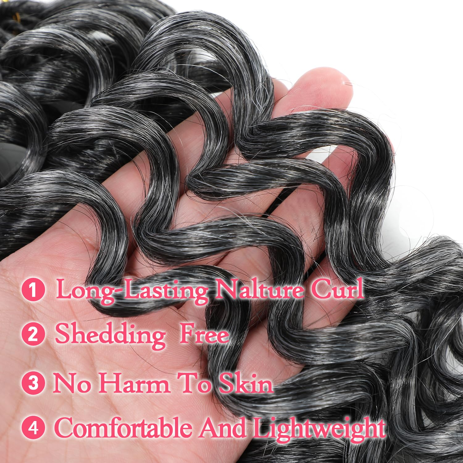 Ocean Wave Crochet Hair 14 Inch 8 Packs Deep Wave Crochet Hair Synthetic Curly Crochet Braiding Hair For Black Women (14 Inch, 8