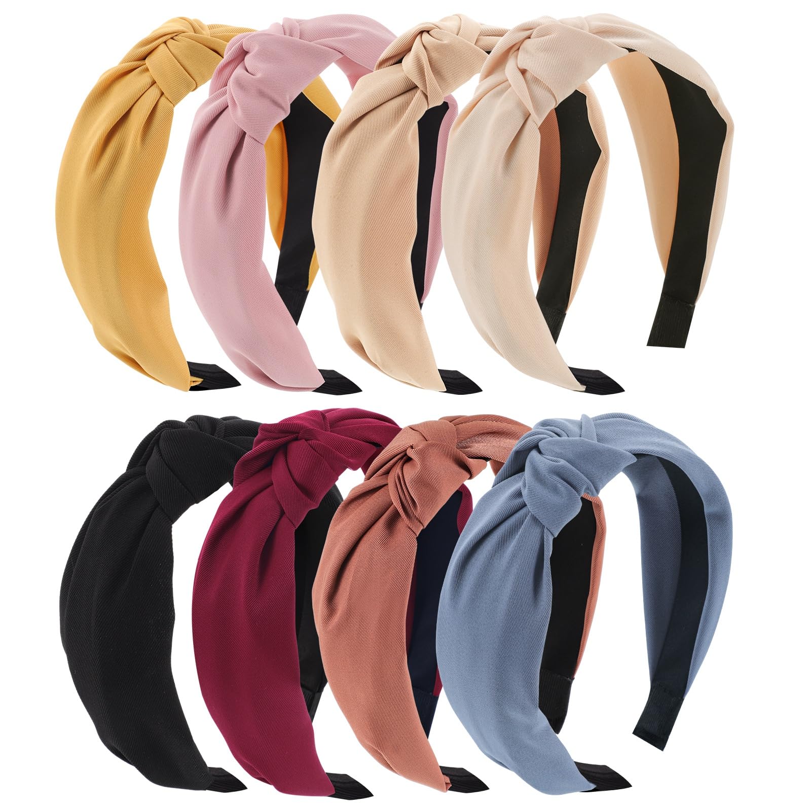 obeoby Hairband, 8Pcs Headbands for Women - Knotted Headbands Fashion Women - Pink Series Knotted Wide Headbands