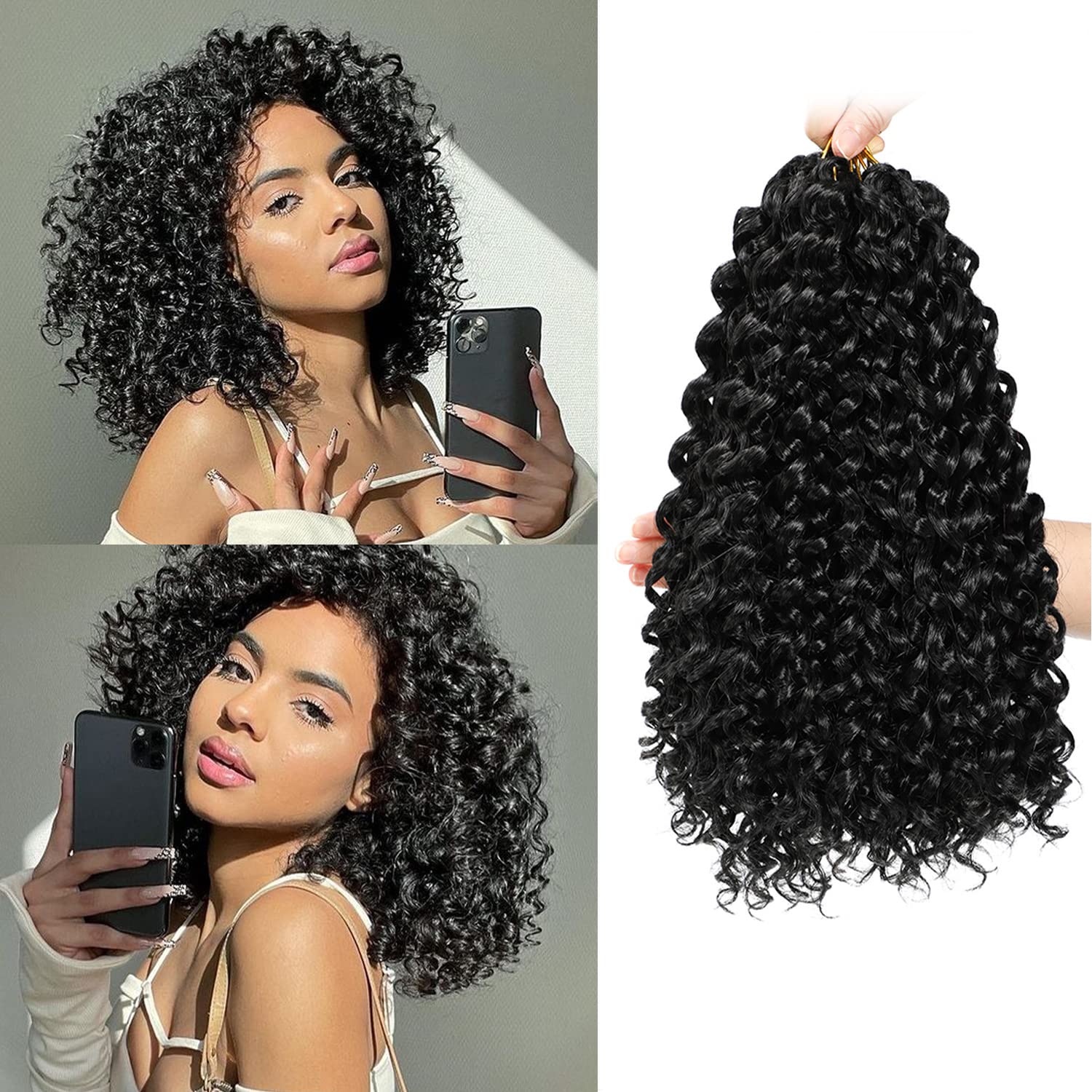 Gogo Curl Crochet Hair 12 Inch 8 Packs Dark Brown Short Curly Crochet Hair - Beach Curl Crochet Hair - Deep Wave Crochet Hair -