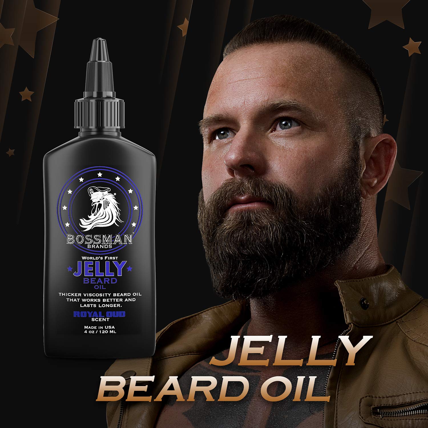Bossman Beard Oil Jelly - Beard Growth Softener & Moisturizer - 4oz - Royal Oud Scent