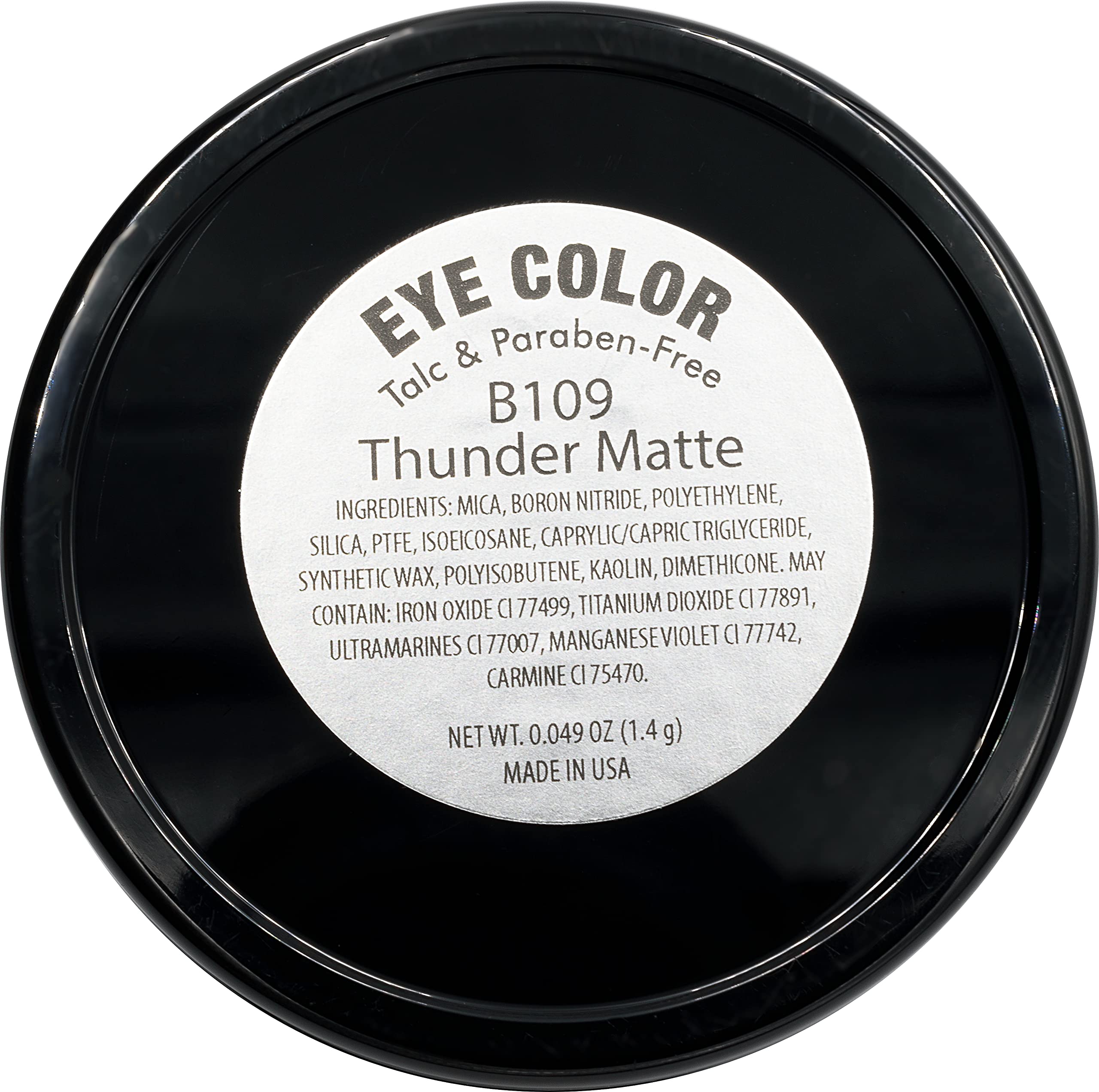 Pure Ziva Thunder Matte Dark Grey Blue Gray Pressed Powder Single Vegan Eyeshadow; Talc, Paraben & Cruelty Free