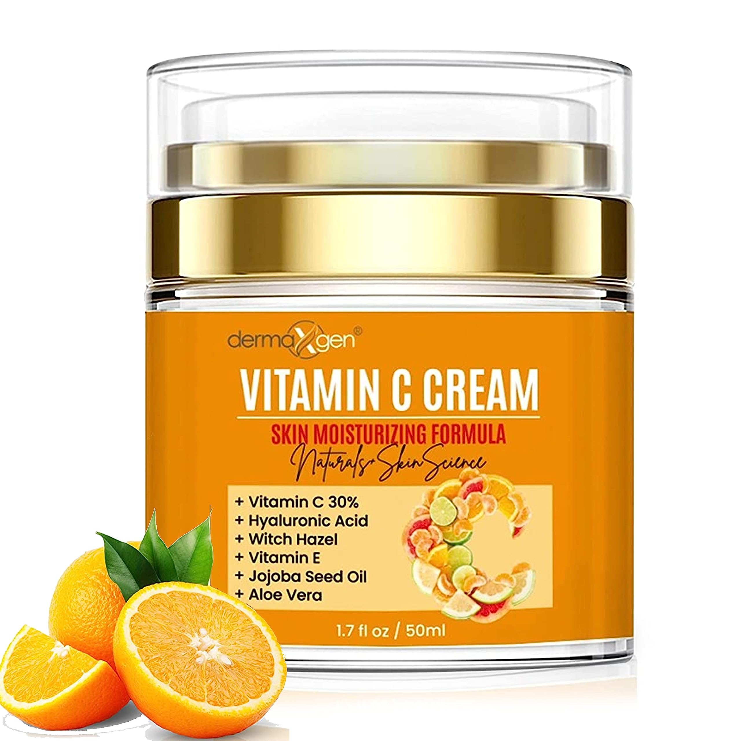 Vitamin C Moisturizing Cream - Organic Glowing Skin Anti-Aging, Rejuvenating, Boosting Collagen Hydrating for Dull, Dry & Sensit
