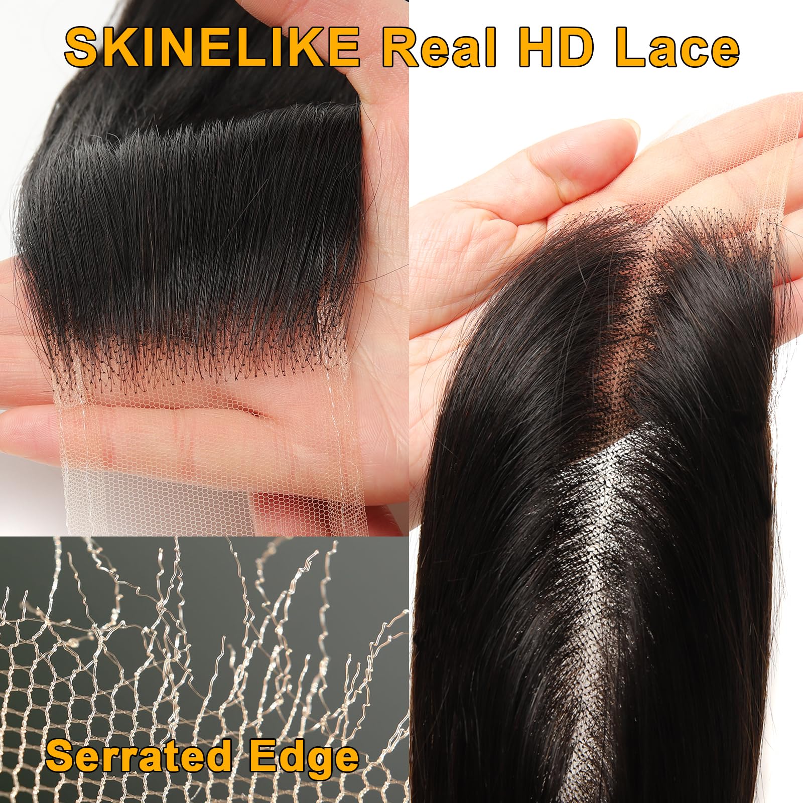 Beeos 2X6 Skinlike Real Hd Lace Closure Only, Pre-Plucked Body Wave Human Hair Closure 0.10Mm Ultra-Thin Invisible Lace Closure