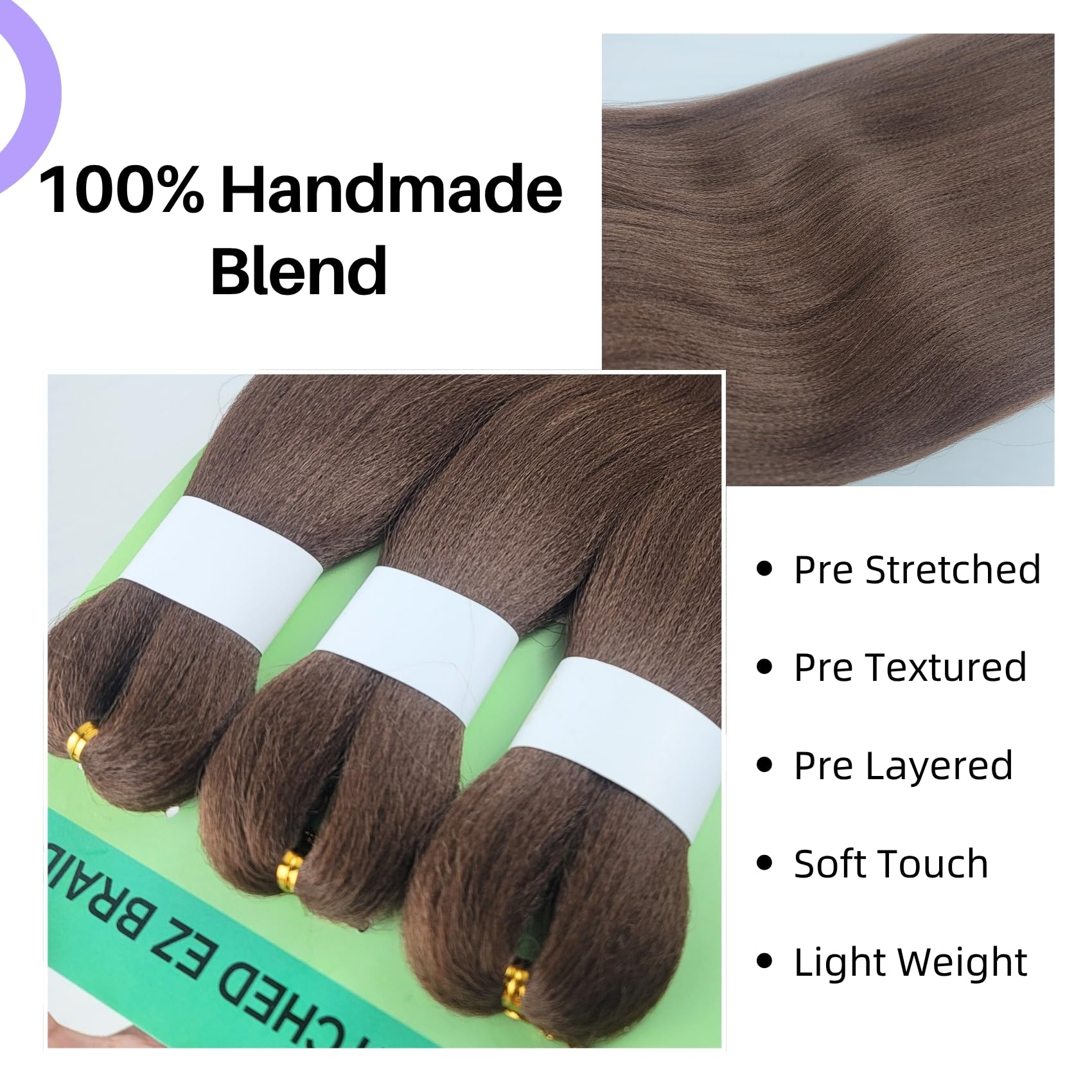 Flax Brown Braiding Hair Pre Stretched 8# Knotless Braids Hair Extension for Braiding
