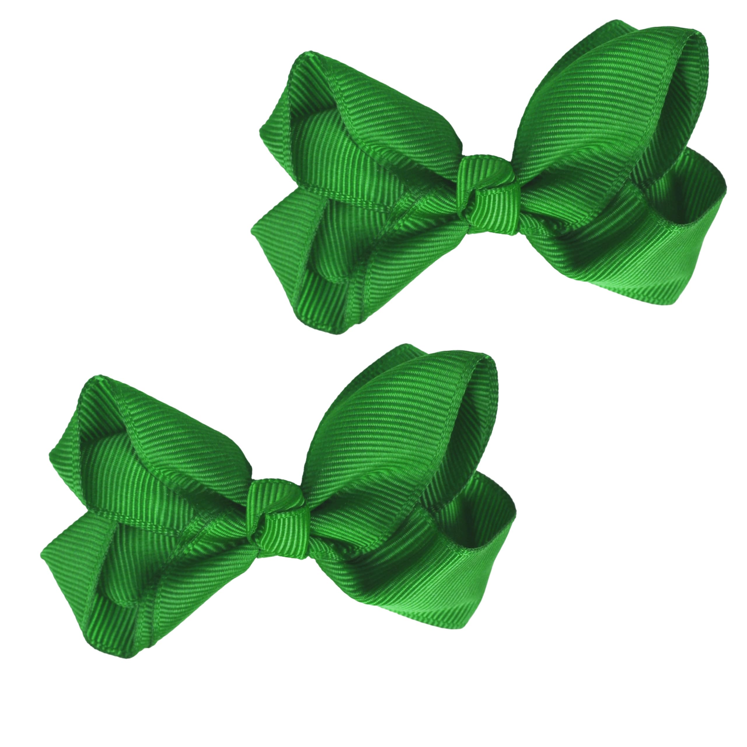 3 Inch Grosgrain Bow for Little Girls- Set of 2 (Kelly Green)