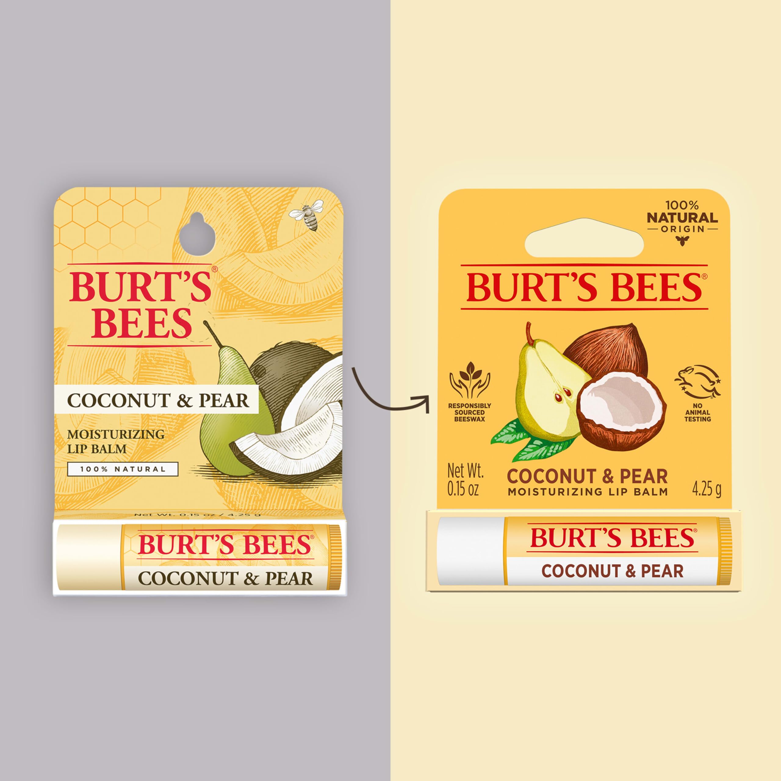Burt'S Bees Coconut And Pear Lip Balm, Lip Moisturizer With Responsibly Sourced Beeswax, Tint-Free, Natural Conditioning Lip Tre