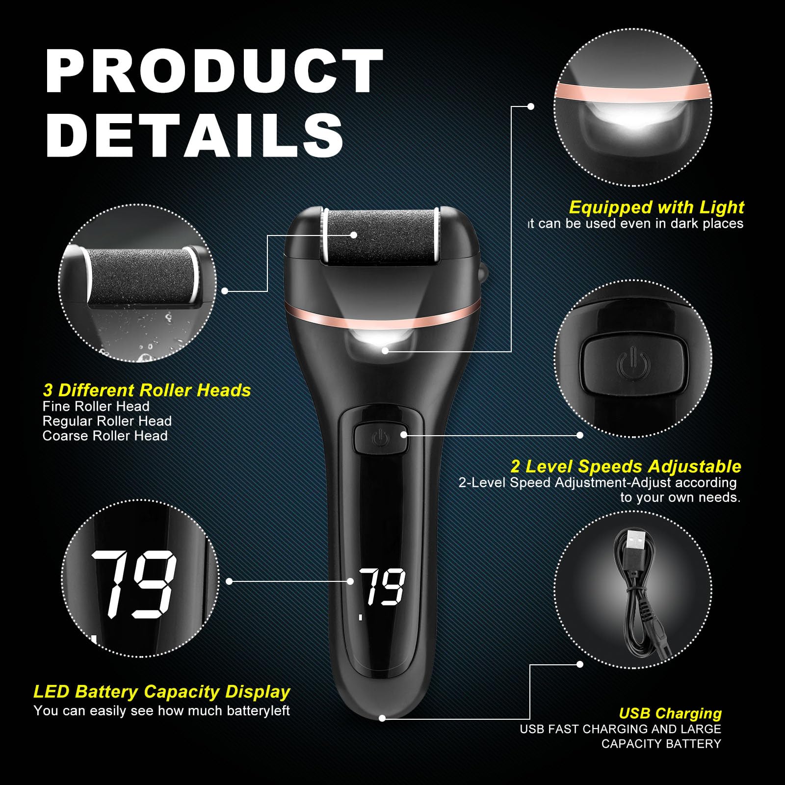 Electric Callus Remover For Feet With Rechargeable Waterproof 21 In 1 Professional Pedicure Kit, Wet & Dry Foot File For Dead Sk