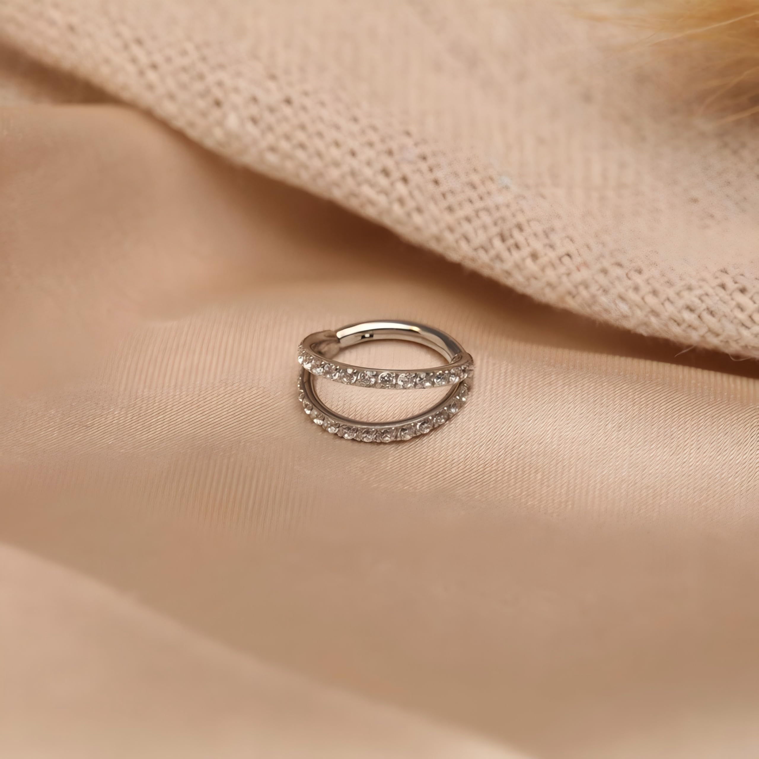 16G Cartilage Earring Silver Double Nose Hoop Ring Helix Conch Hoop 316L Surgical Steel Septum Jewelry 8mm Tragus Rook Daith Lob