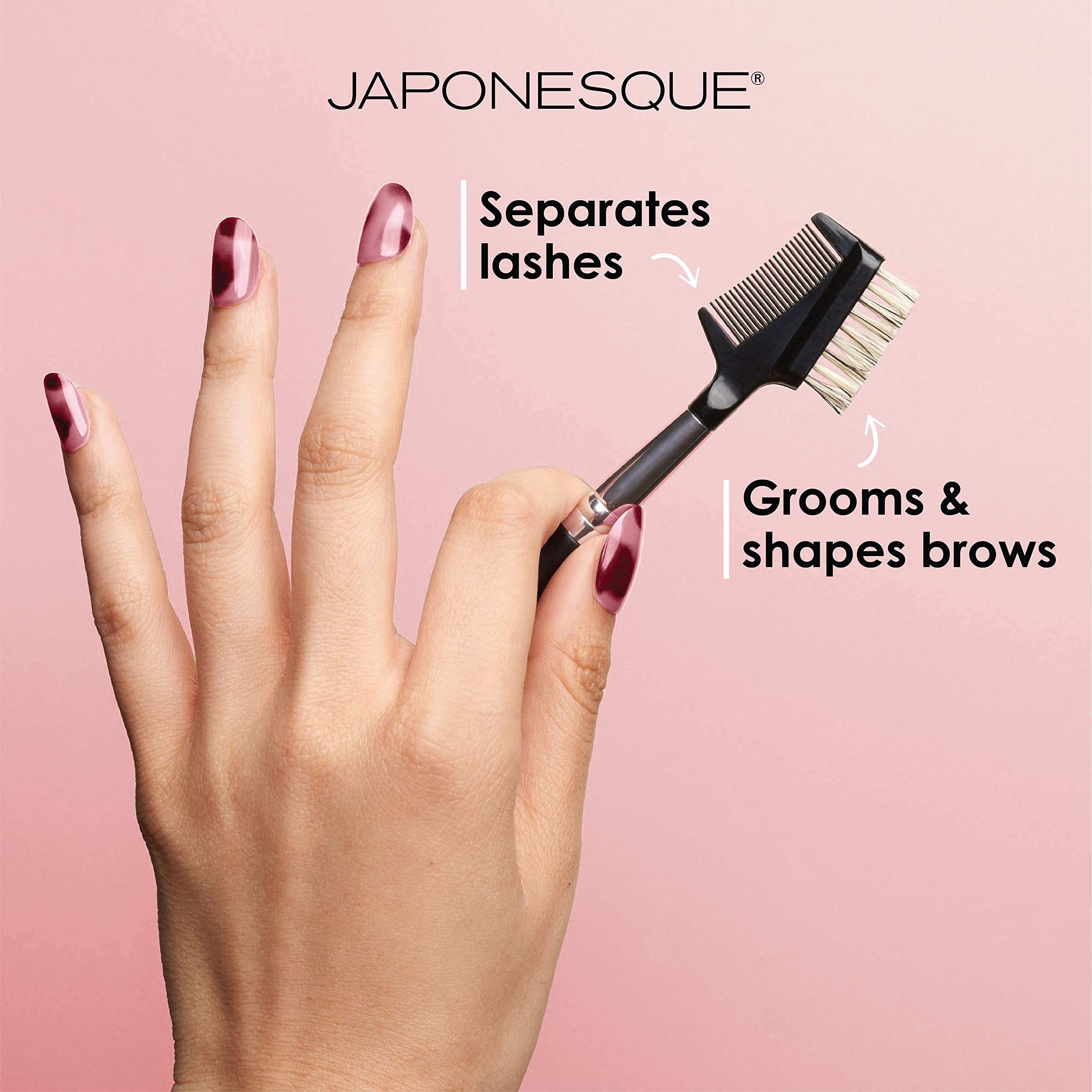 Japonesque Brow & Lash Shaper With 3 Different Spoolie Brushes, For Separating Lashes, Eliminating Mascara Clumps, And Grooming