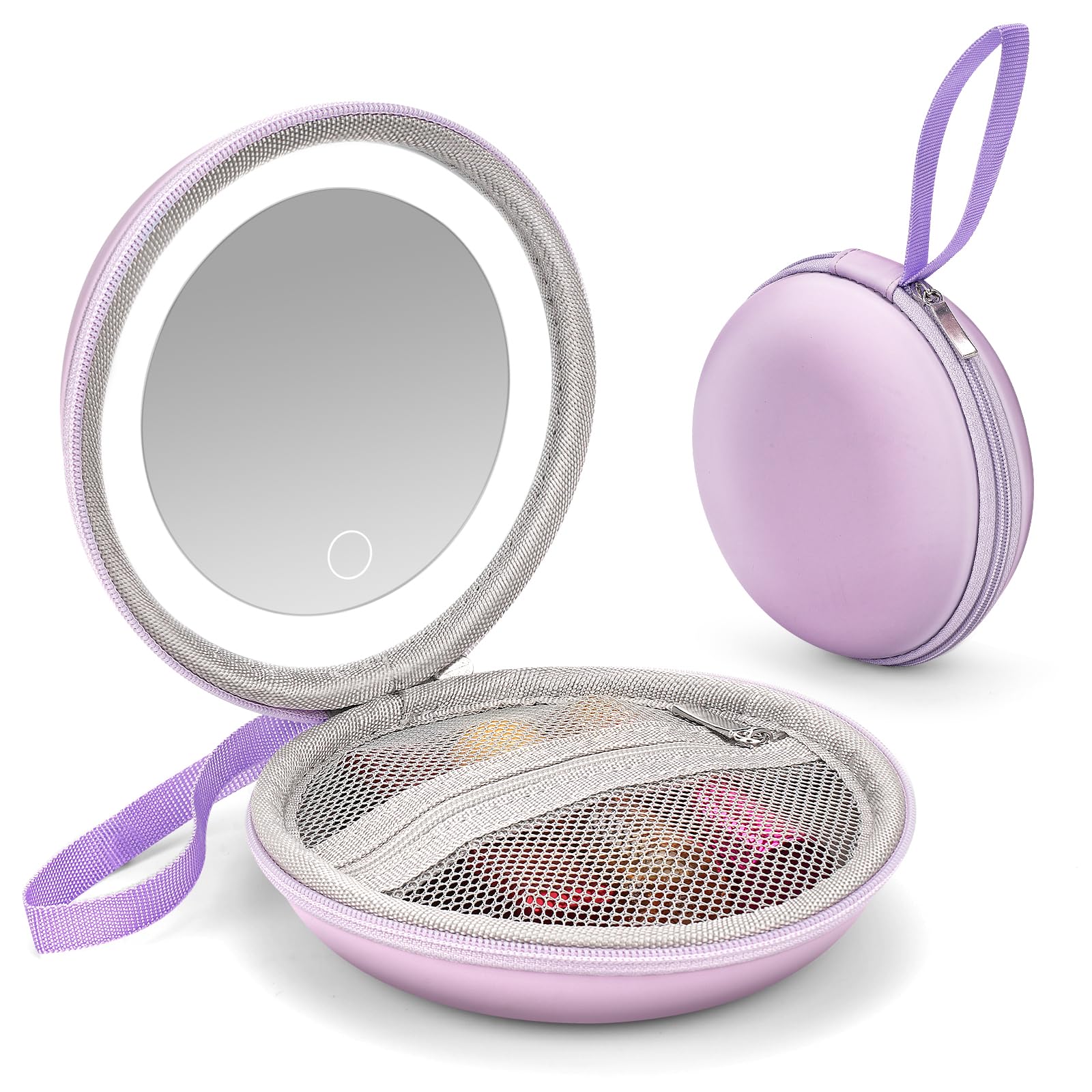 Vikert Travel Makeup Bag With Led Mirror, Compact Makeup Bag With Led Mirror, Portable Makeup Bag With Mirror And Light,Travel R