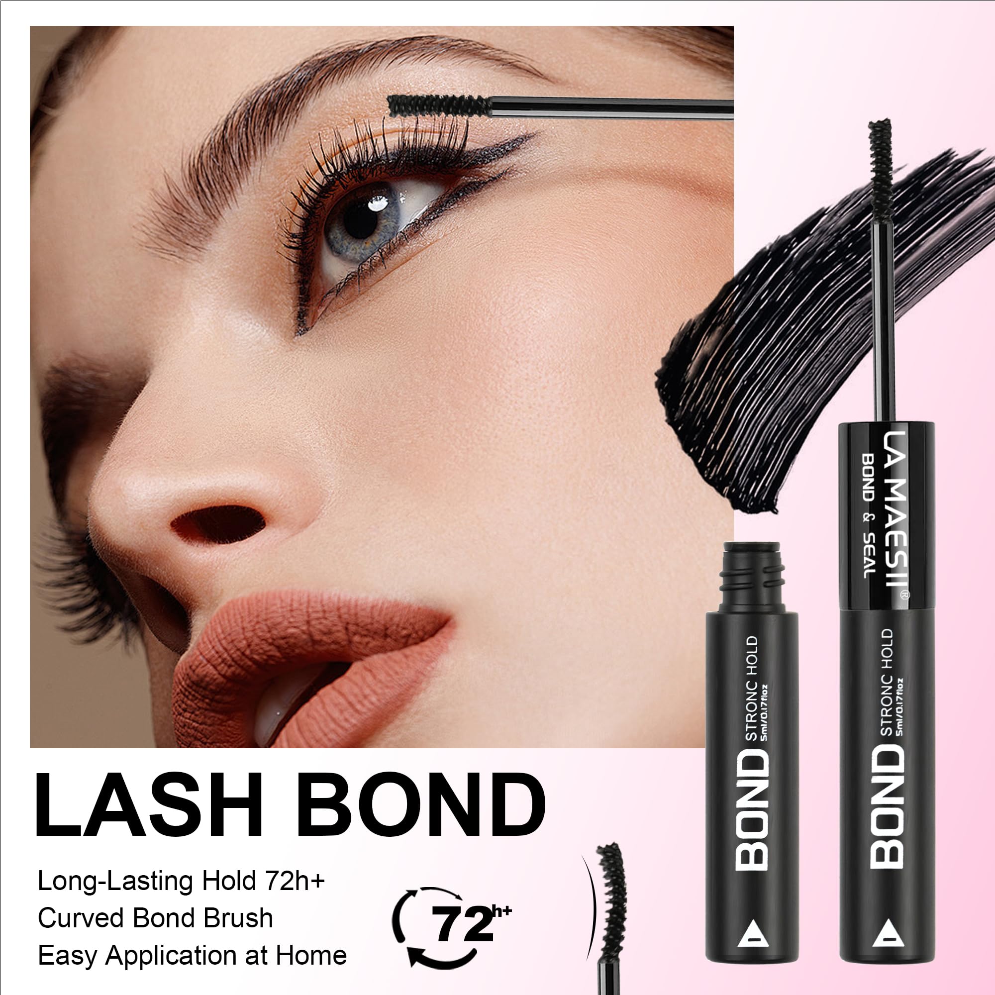 La Maesii Lash Cluster Glue - Waterproof Bond & Seal, 10ml, Latex Free, Long-Lasting 72H, Model BS, Perfect for Eyelash Clusters