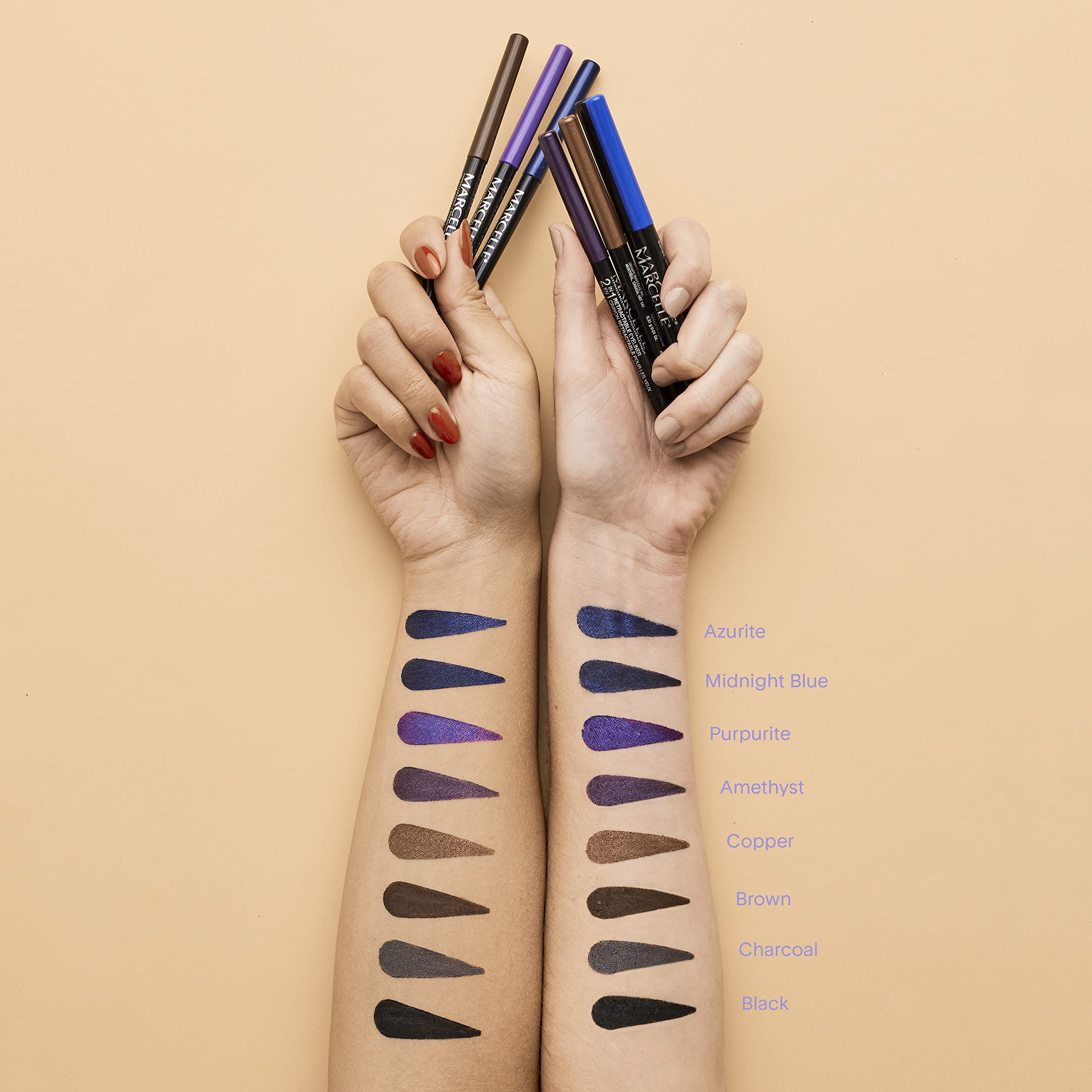Marcelle 2-In-1 Retractable Eyeliner, Brown, Waterproof, Easy-To-Smudge, Smokey Eye, Long-Lasting 12H, Fragrance-Free, Hypoaller