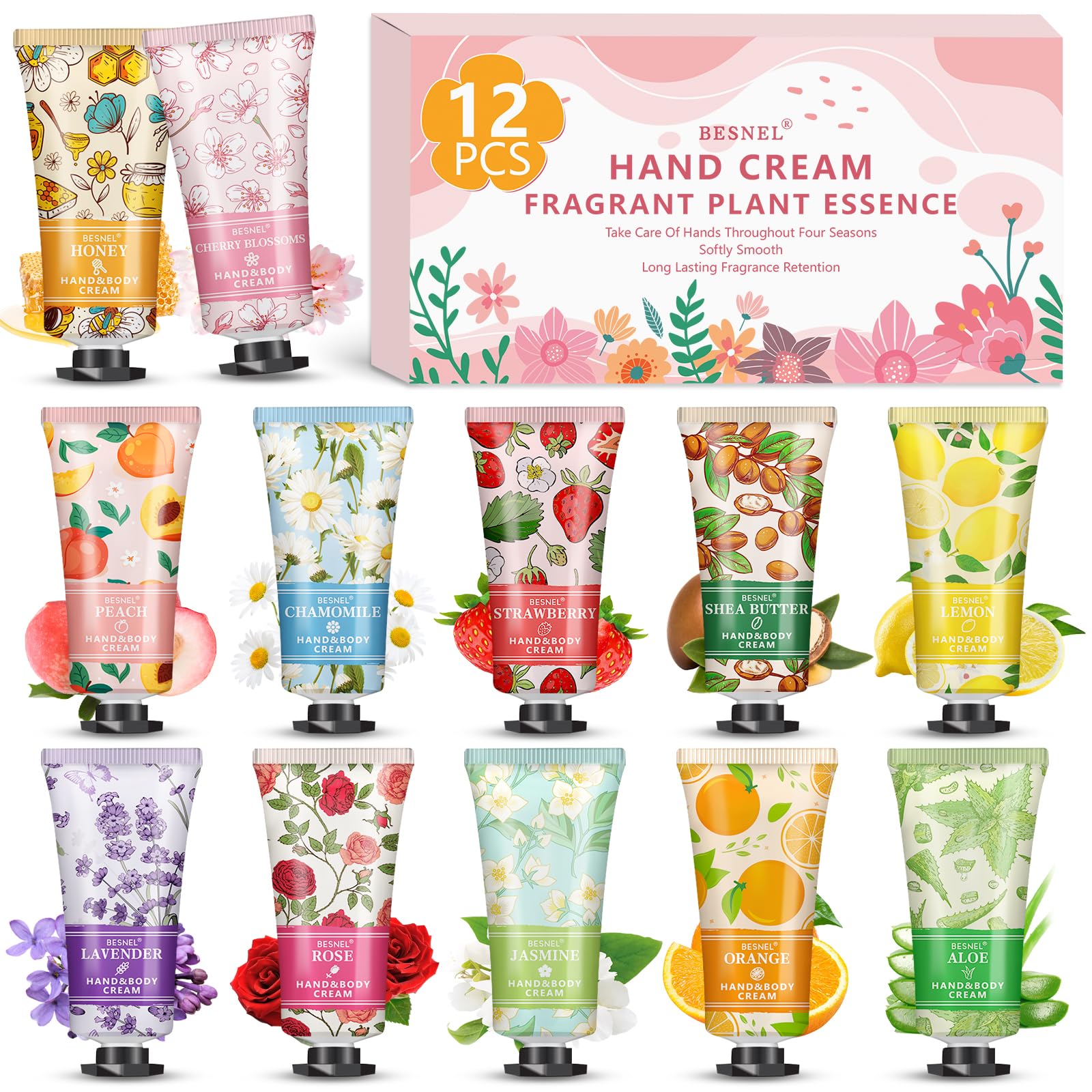 12 Pack Hand Cream Gifts Set For Women, Mini Hand Lotion Travel Size in Bulk for Dry Cracked Hands, Graduation Gifts, End of Yea