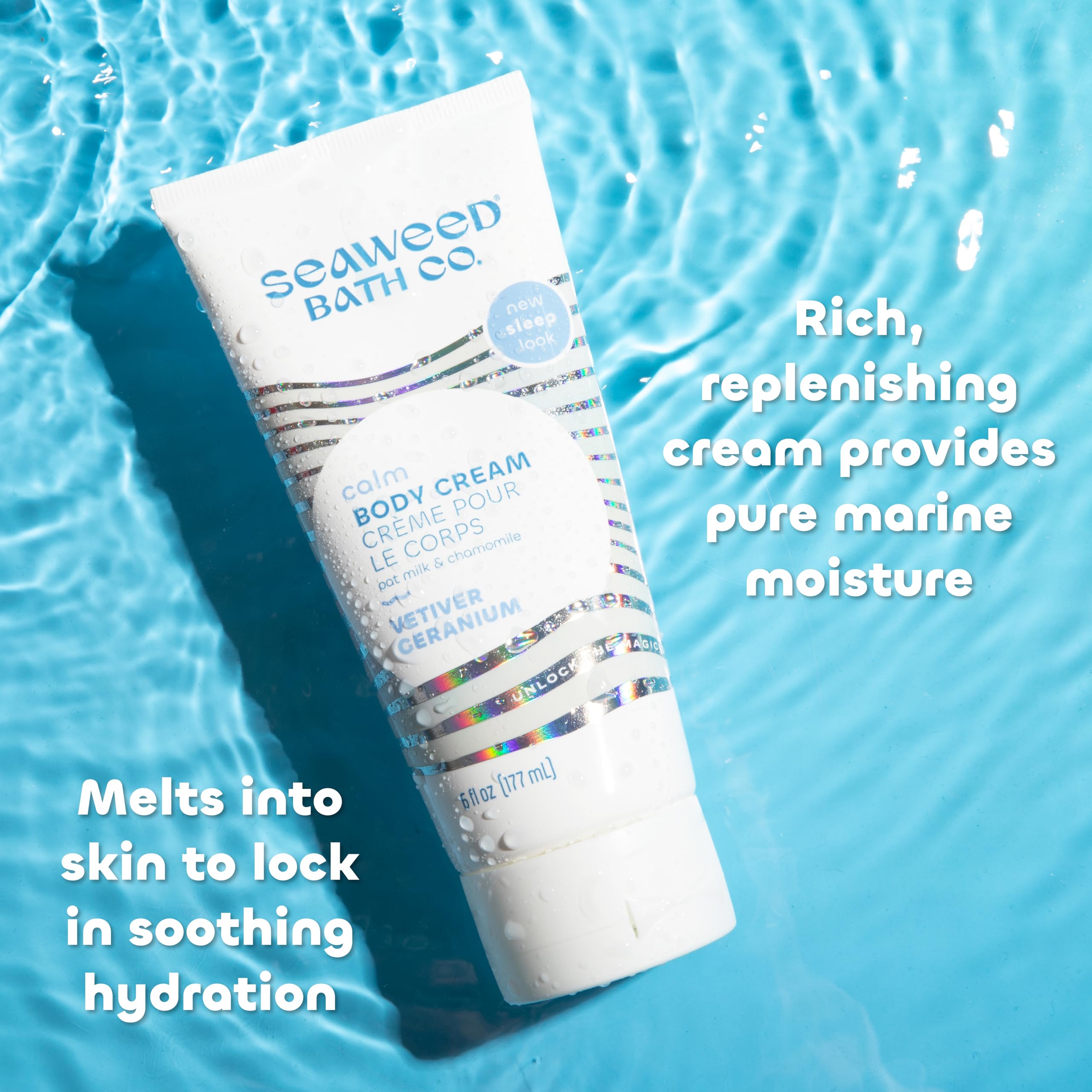 The Seaweed Bath Co. Sleep Body Cream, Calm, Nutrient-Rich Bladderwrack Seaweed, Vegan, Paraben Free, 6 Fl. Oz.