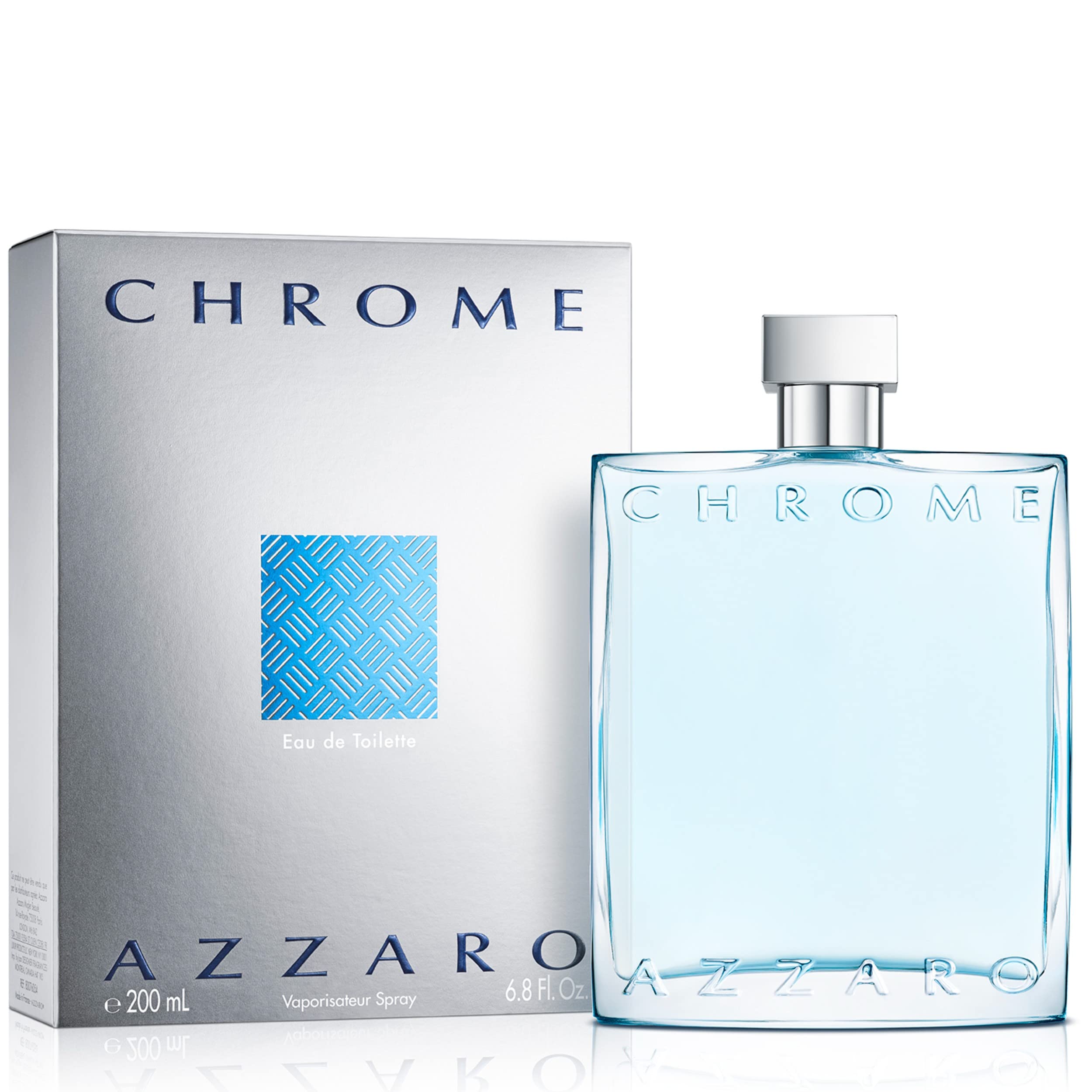 Azzaro Chrome Eau De Toilette - Fresh Aquatic Mens Cologne - Citrus, Woody, Musky Fragrance -Fresh Everyday Wear - Classic Summe
