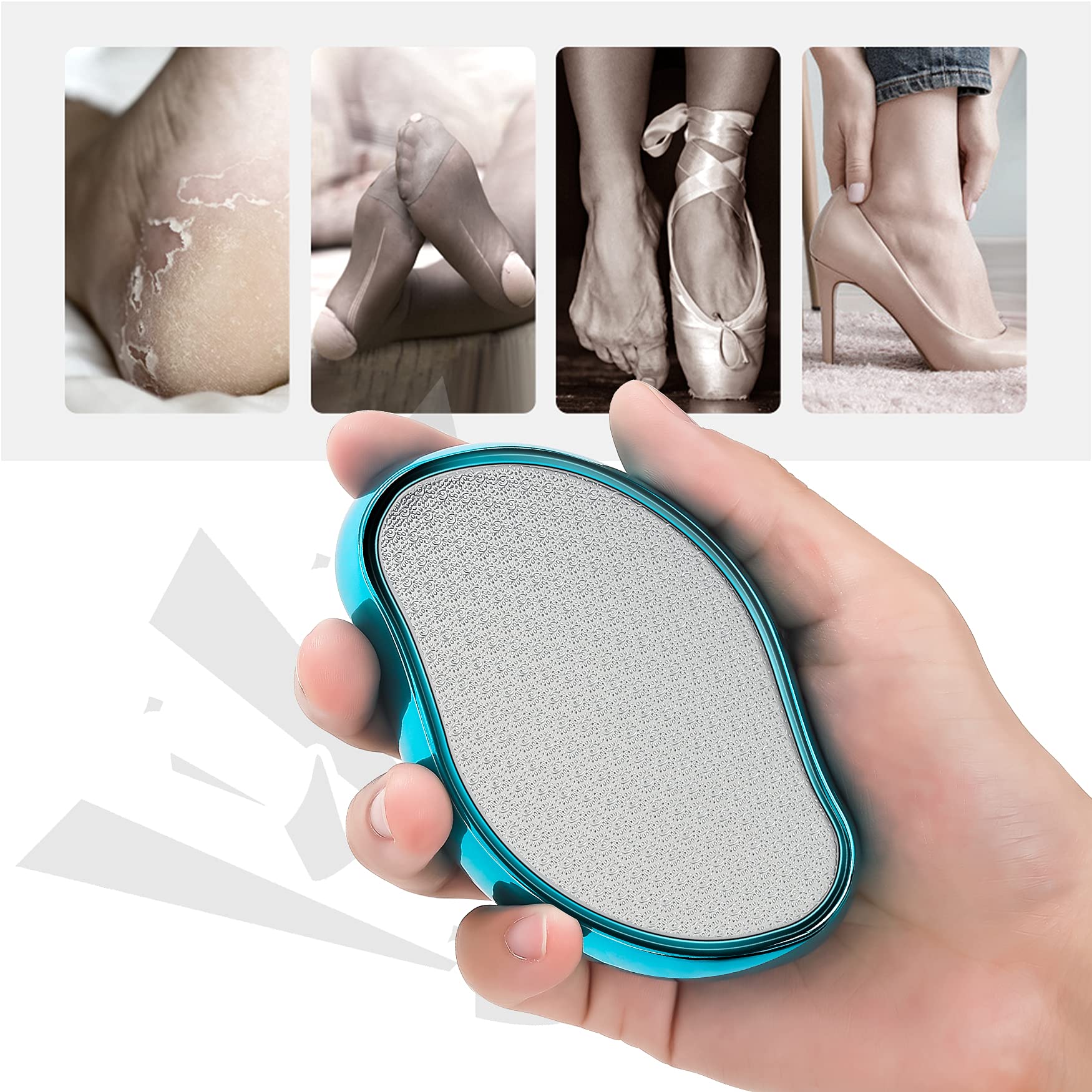 Bezox Glass Foot File, Foot Scrubber For Dead Skin, Pedicure File Callus Remover For Wet And Dry Feet, Portable Nano Crystal Pum