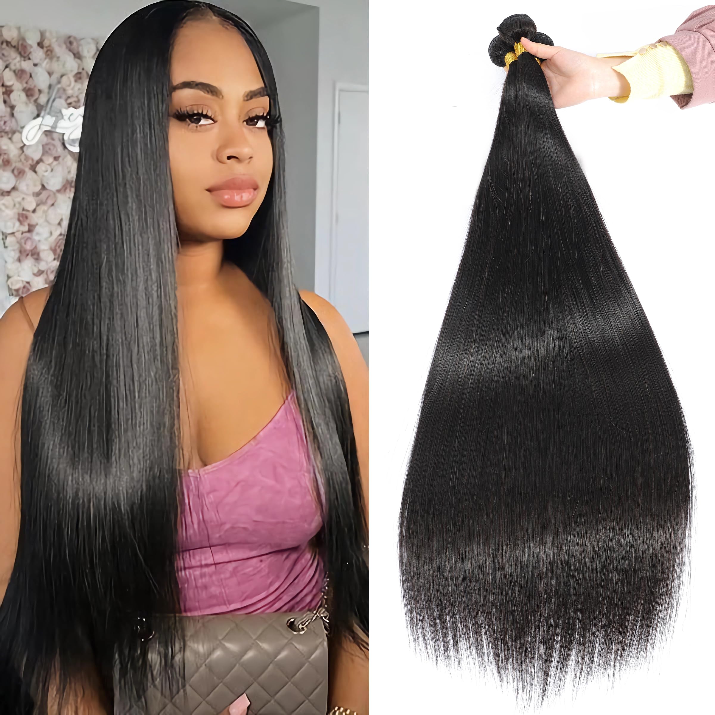 Fashion Vila Straight Bundles Human Hair Brazilian Virgin Human Hair 3 Bundles 22 24 26 Inch 100% Unprocessed Straight Human Hai