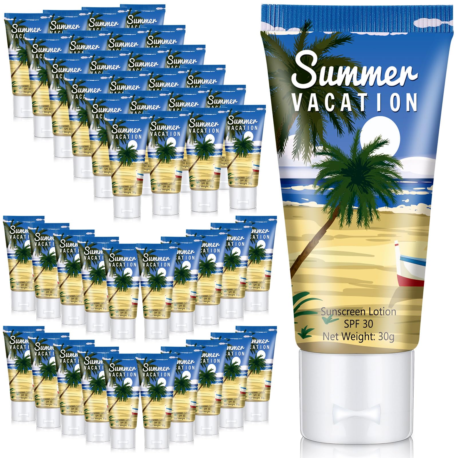 Dansib 72 Pcs Mini Sunscreen Bulk for Summer Party Wedding SPF 30 Water Resistant Sunscreen Lotion Bulk 1oz Travel Size for Than