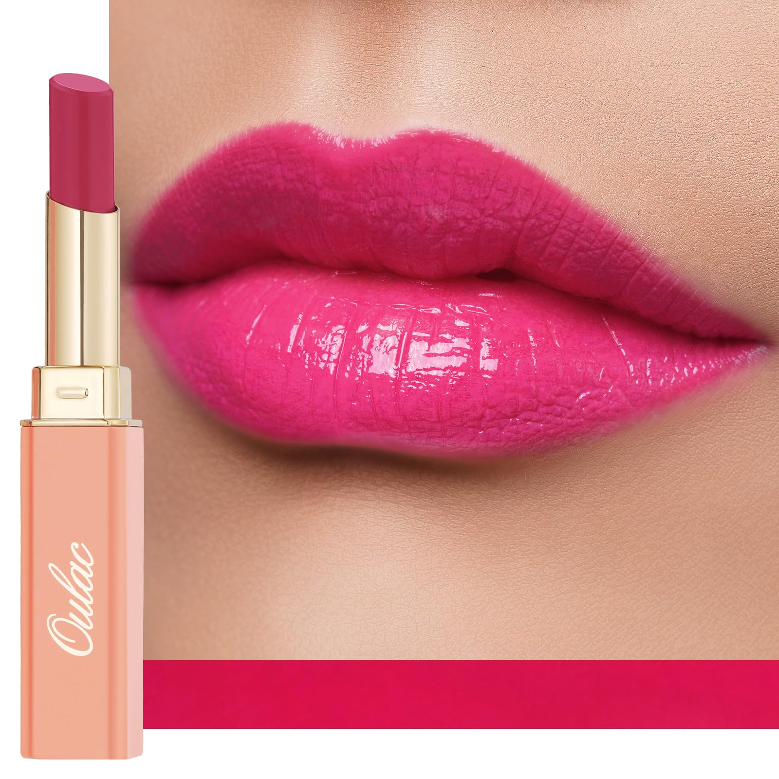 Oulac Moisturizing Shine Rose Pink Lipstick for Women, 2 in 1 Tinted Lip Balm for Winter, Hydrated Juicy and Glossy Lip Color fo
