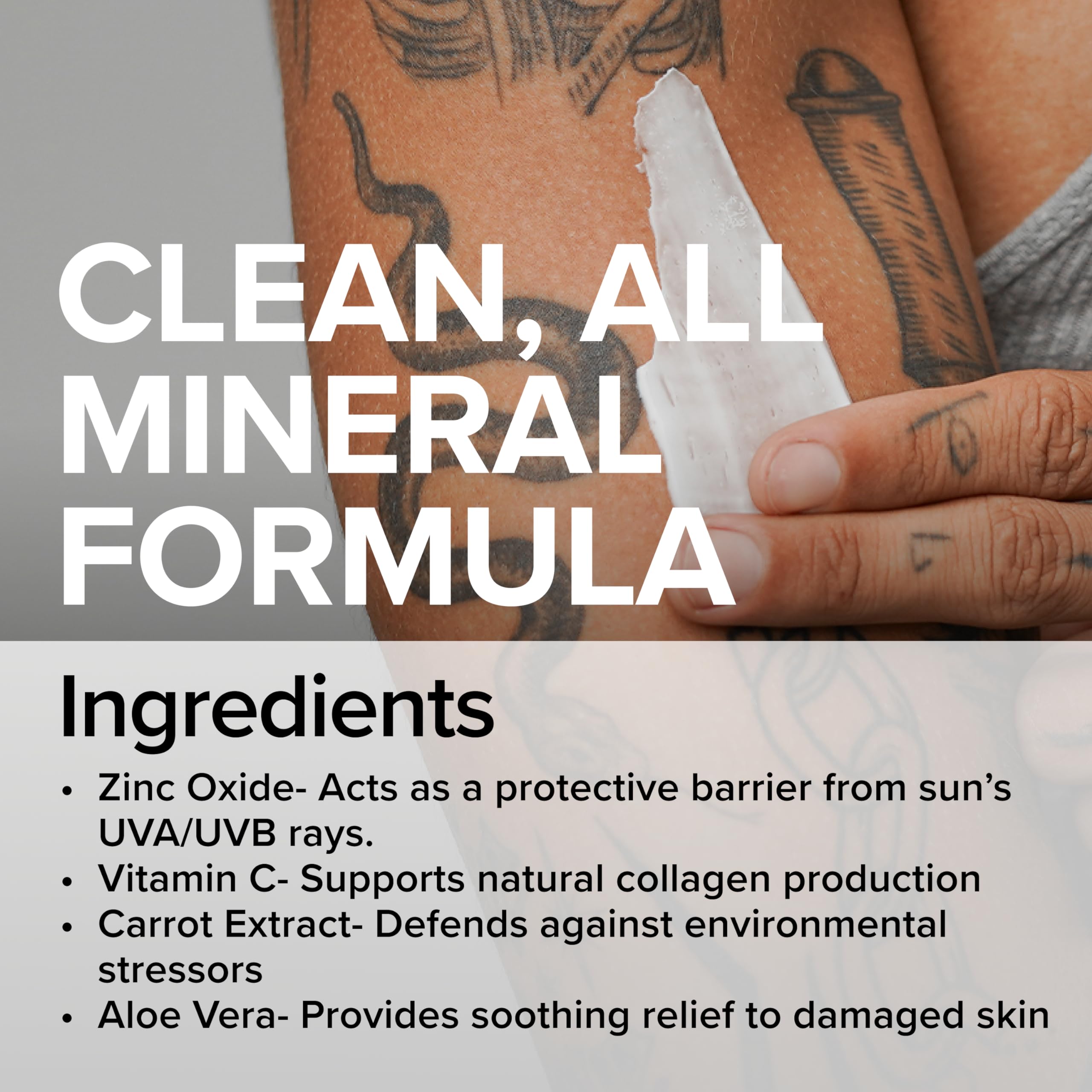 Mad Rabbit Defend Tattoo Sunscreen- SPF 30 100mL Tube- Mineral Sunscreen Lotion - Tattoo Fade Protection and Moisturizer, Anti-A
