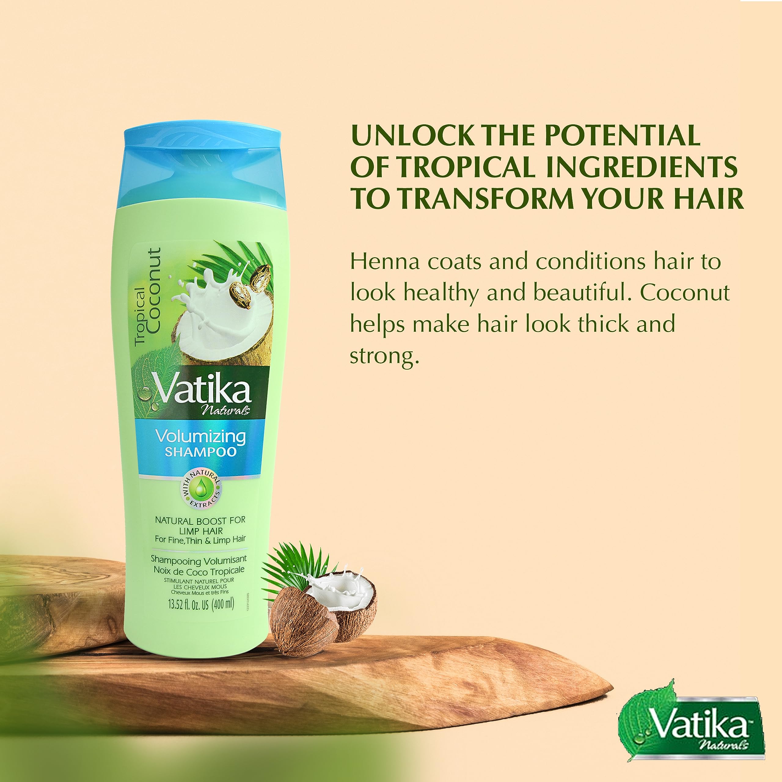 Dabur Vatika Naturals Tropical Coconut Volumizing Shampoo 400Ml