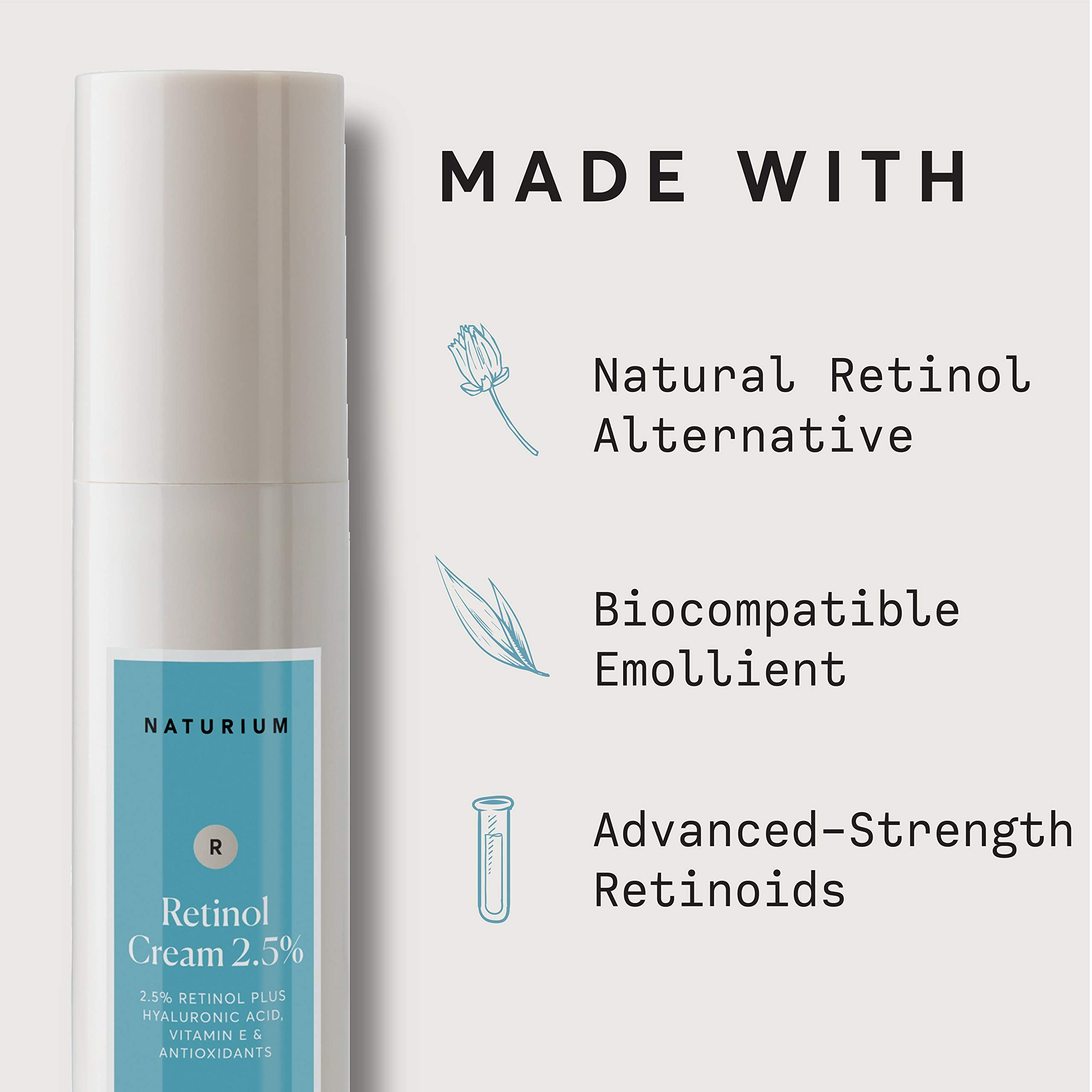 Naturium Retinol Complex Face Cream 2.5% Plus Bakuchiol & Biomimetic Lipids, Moisturizing Skin Repair Facial Cream, 1.7 oz