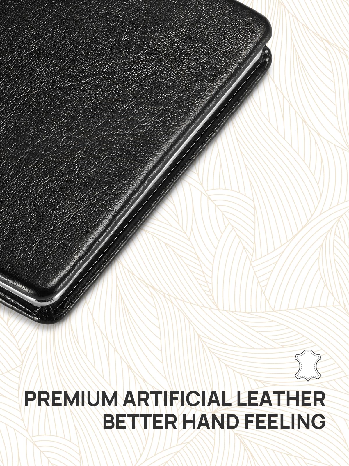 Omiro Compact Mirror, Classical Pu Leather 1X/3X Magnification, Ultra Portable For Purses, 2.4'' W X 3.4'' L (Black)