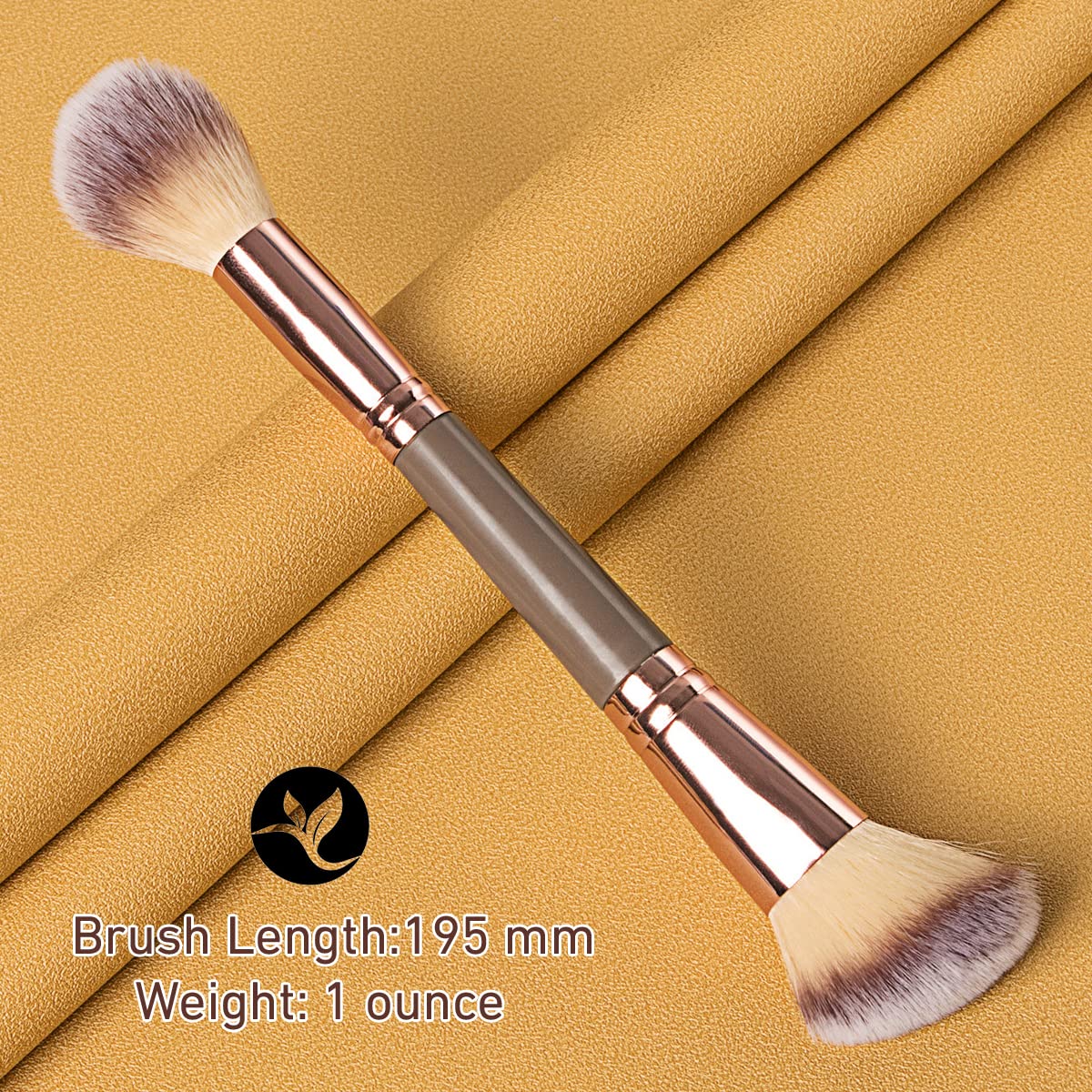 KINGMAS Double-ended Angled/Round Top Foundation Makeup Brush - Synthetic Hair, Brown, 1 Count for Liquid and Powder Cosmetics
