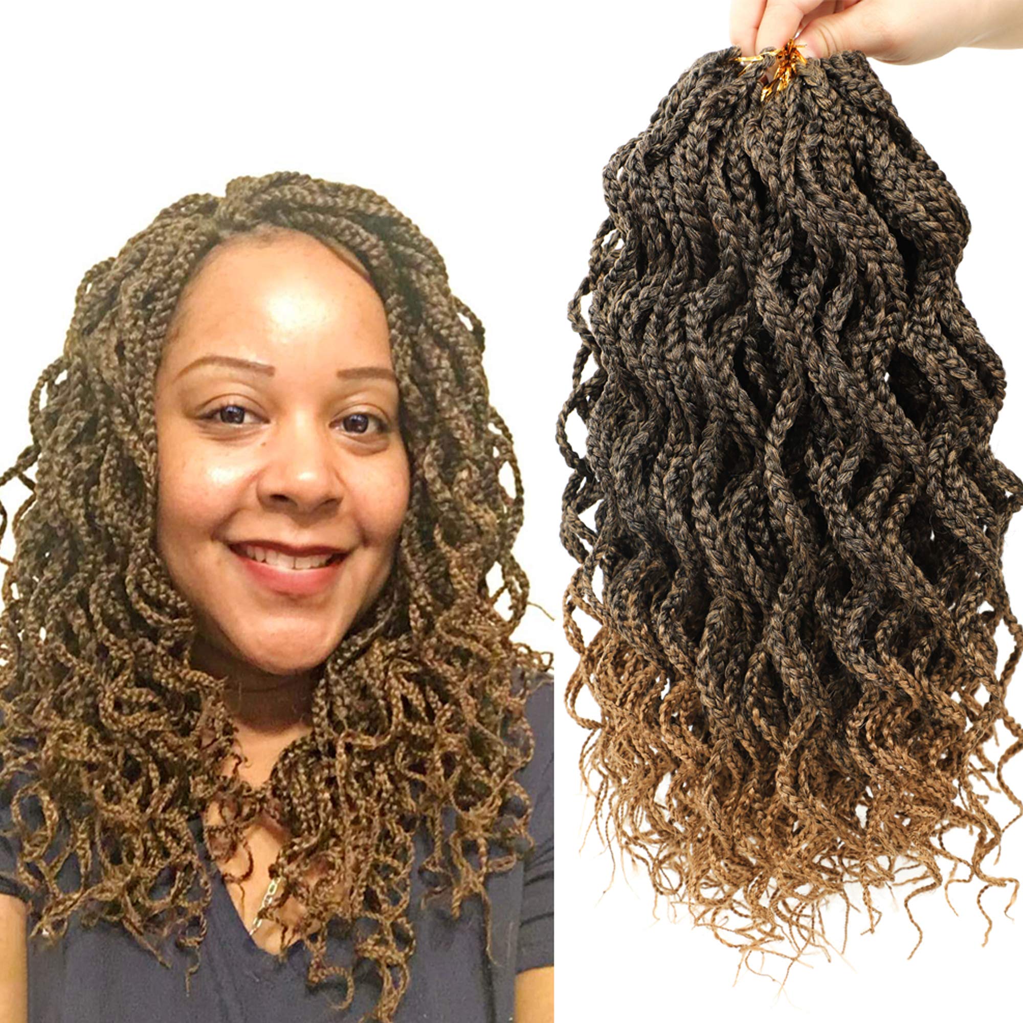 Goddess Box Braids Crochet Braids Hair with Full Curly Braids Synthetic Premium Fiber Braiding Hair 14 Inch 5Packs/Lot