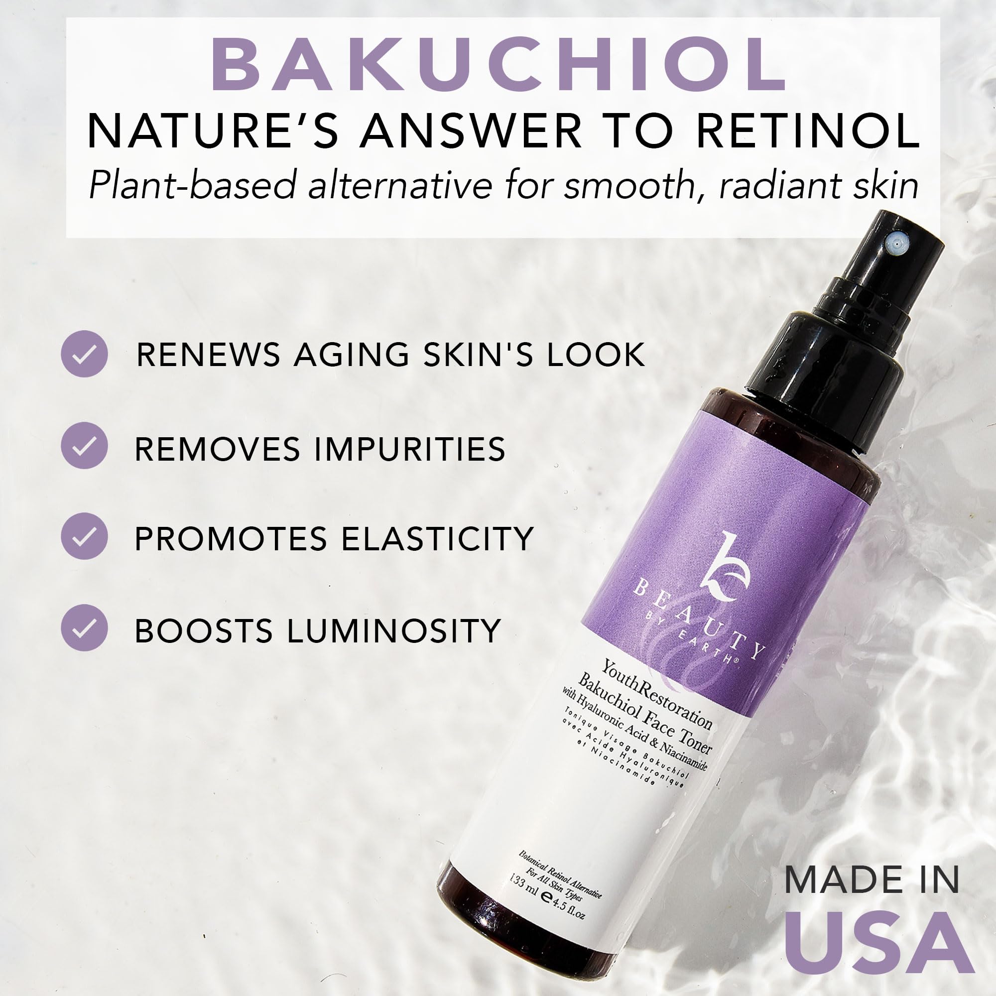 Bakuchiol Face Toner - Usa Made With Natural & Organic Ingredients, Skin Toner For Oily And Acne Prone Skin, Spray Toner For Agi
