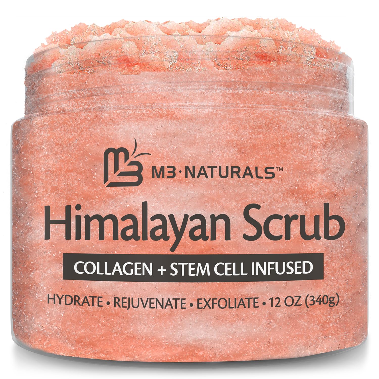 Himalayan Salt Scrub Face Foot & Body Exfoliator Infused with Collagen and Stem Cell Natural Exfoliating Salt Body Scrub for Ton