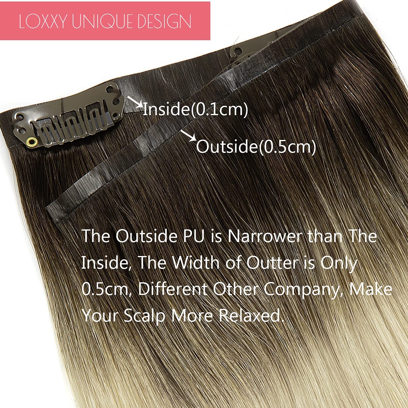 Loxxy Blonde Clip In Hair Extensions 16Inch 110G With 16Clips Invisible Seamless Human Hair Clip Ins Color Darkest Brwom To Plat