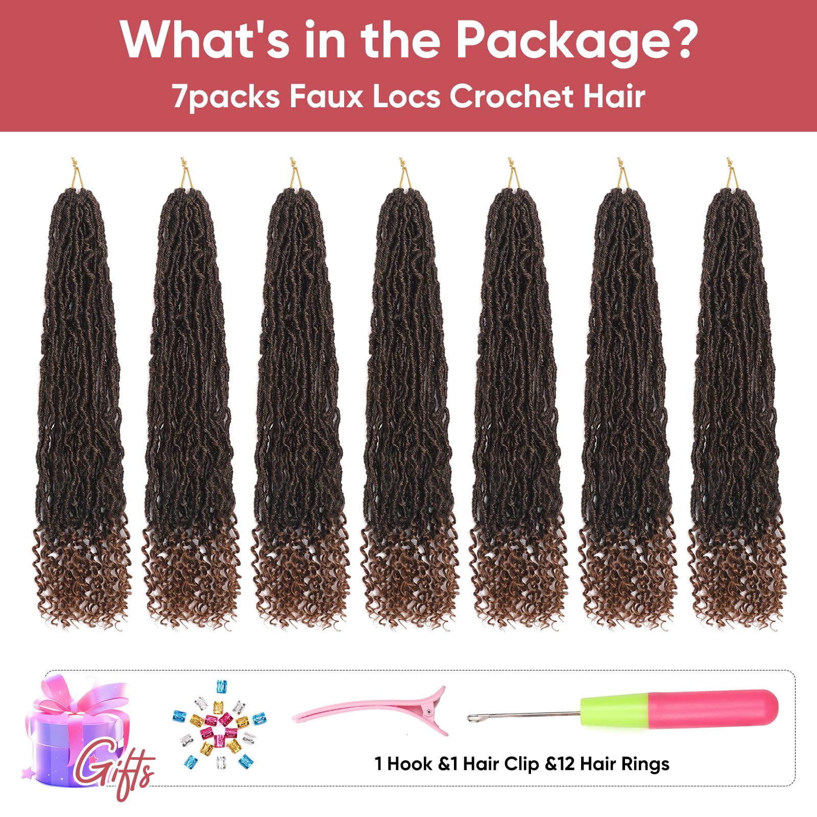 Faux Locs With Curly Ends 24 Inch Faux Locs Crochet Hair 7 Packs Soft Locs With Curly Ends 12 Strands Pre Looped Crochet Hair Ex