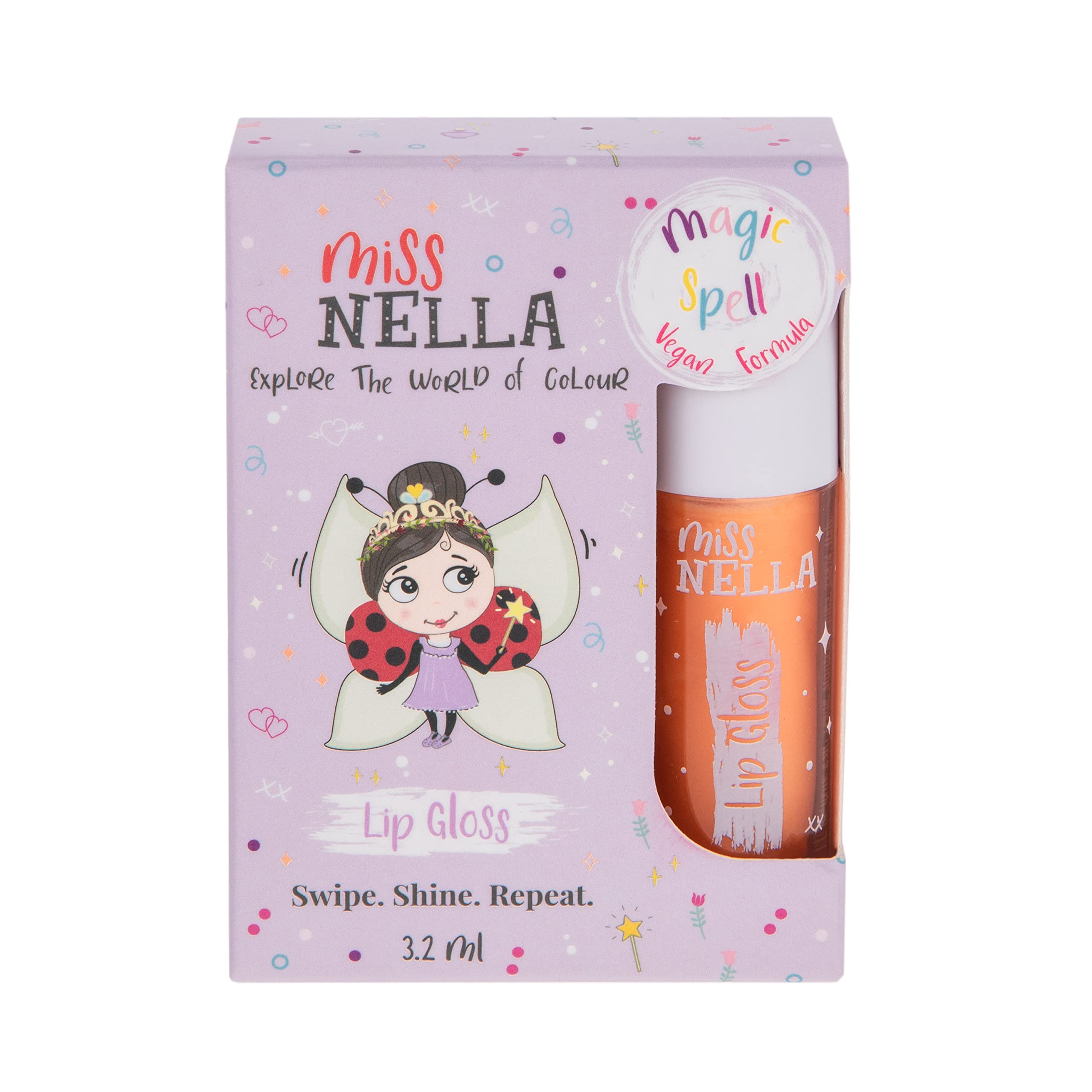 Miss Nella Magic Spell Lip Gloss, Peach Hydrating Children Lip Gloss, Watermelon Scent, Gentle On The Skin. Gives A Sheer Kiss O