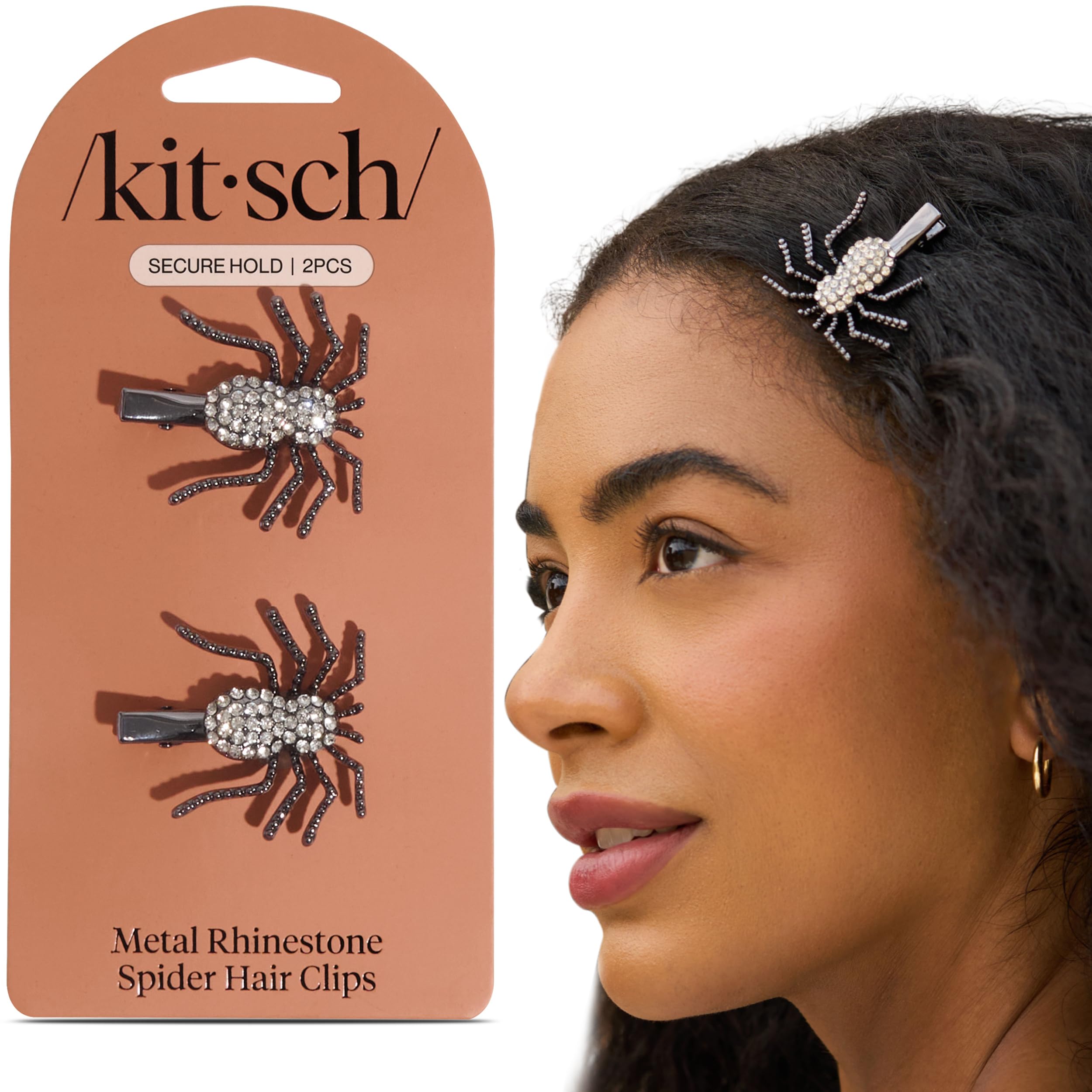 Kitsch Spider Hair Clips for Women - Rhinestone Hair Accessories with Strong Grip | Sparkly Barrettes for Styling & Everyday Hai